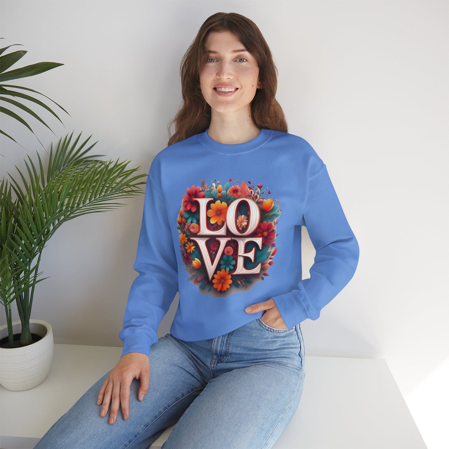 Floral Love Sweatshirt, Valentine's Day Sweatshirt, Love Flower Sweatshirt
