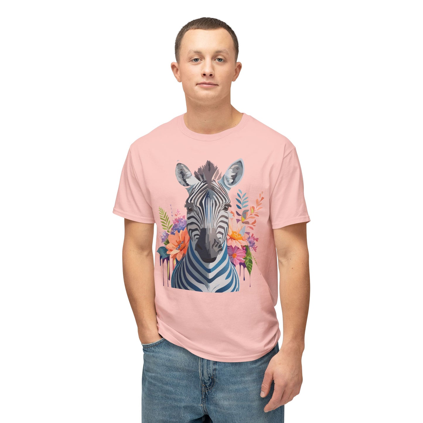 Zebra T-Shirt, Vintage Zebra Tee, Floral Tees, Zebra Art Design Shirt, Tee Shirt with Zebra 5