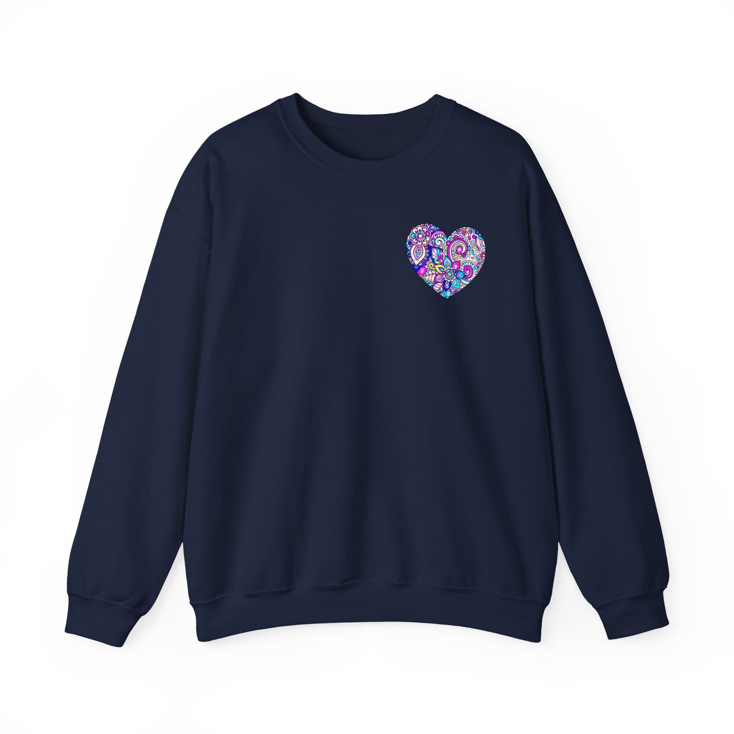 Floral Heart Sweatshirt Valentines Day Unisex Crewneck Gildan 18000 Heavy Blend Cotton Polyester