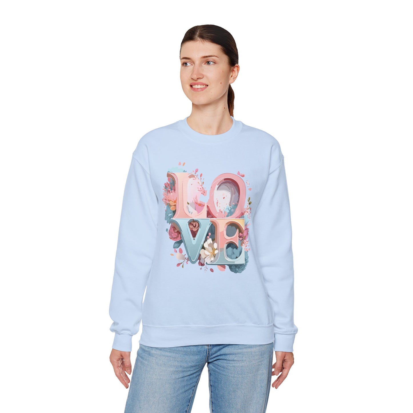 Floral Love Sweatshirt, Valentine's Day Sweatshirt, Love Flower Sweatshirt