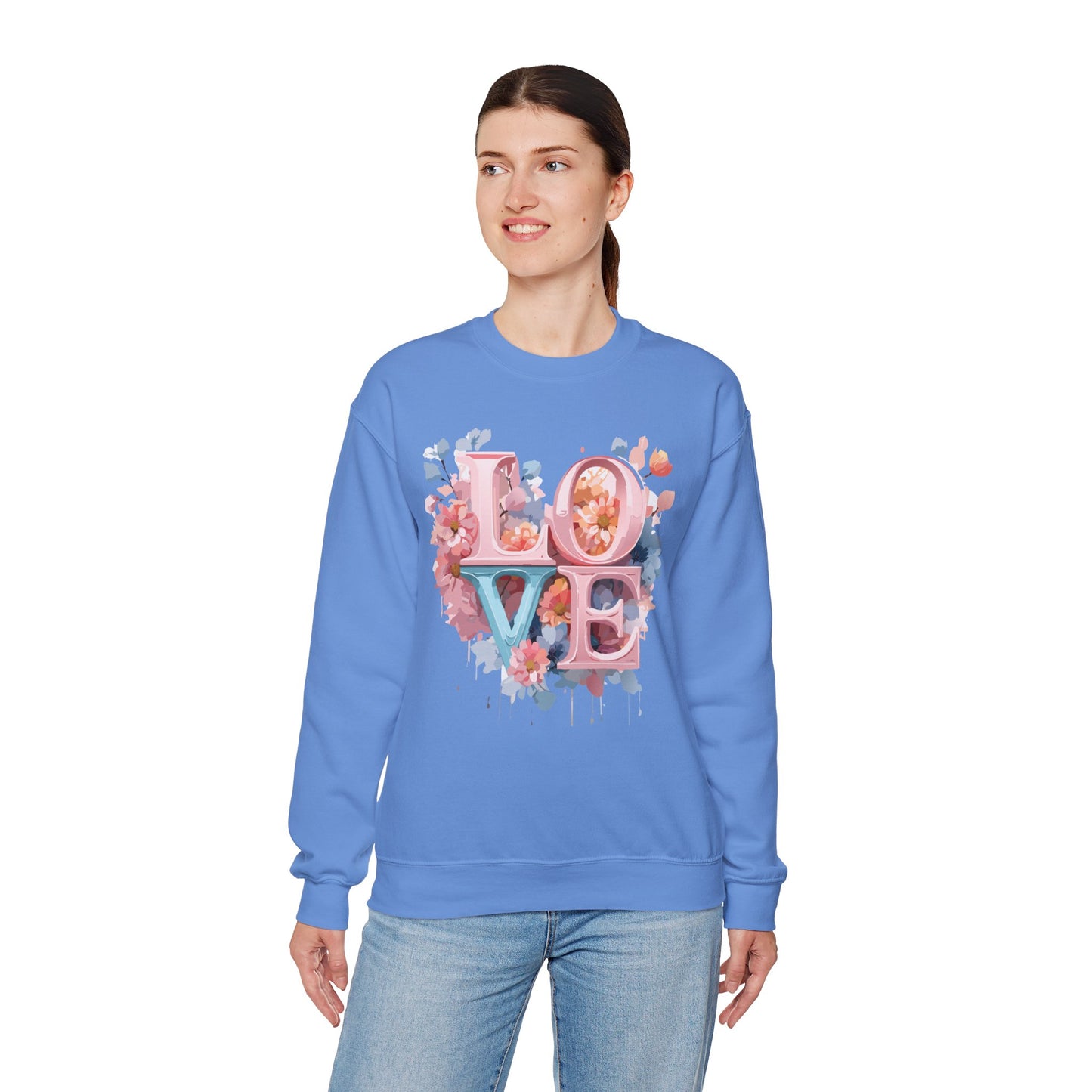 Floral Love Sweatshirt, Valentine's Day Sweatshirt, Love Flower Sweatshirt