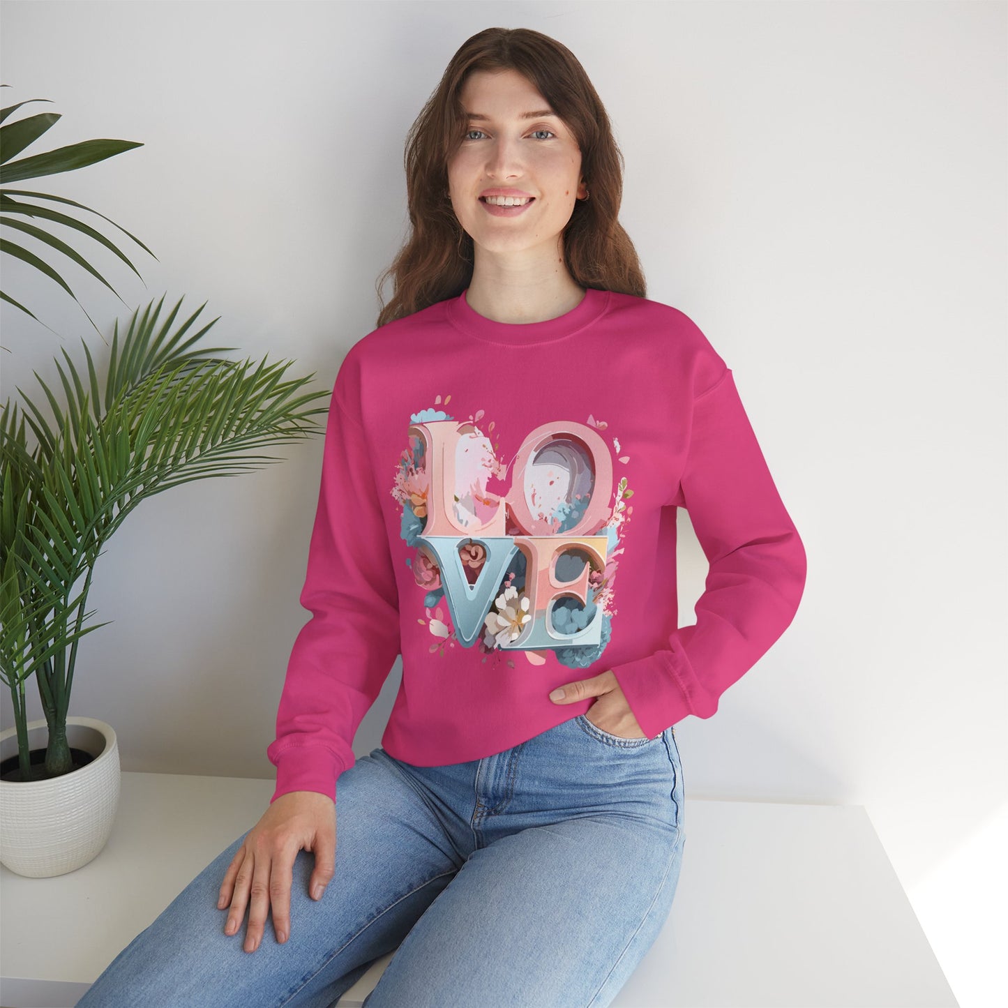 Floral Love Sweatshirt, Valentine's Day Sweatshirt, Love Flower Sweatshirt