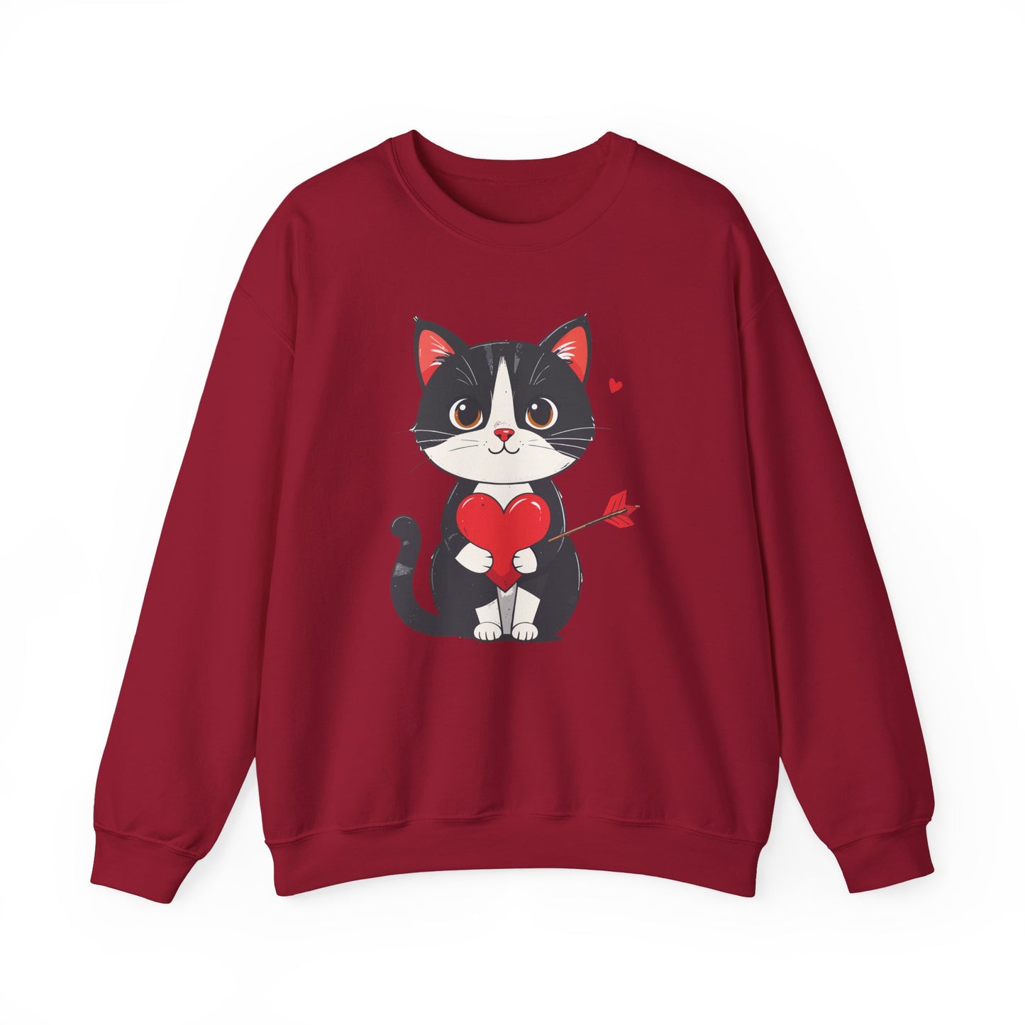 Cat Heart Sweatshirt, Heart Sweatshirt, Cat Sweatshirt, Valentine's Day Sweatshirt, 50/50 Cotton-Poly Animal Sweatshirt 110