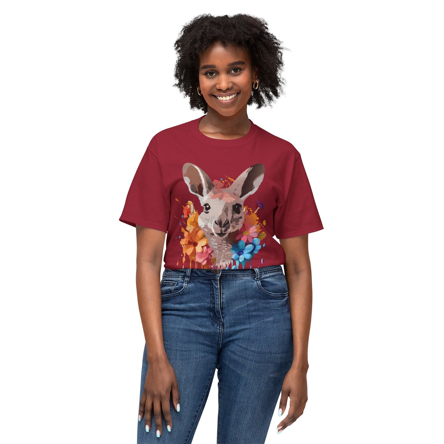 Kangaroo T-Shirt, Vintage Kangaroo Tee, Floral Tees, Kangaroo Art Design Shirt, Tee Shirt with Kangaroo 1