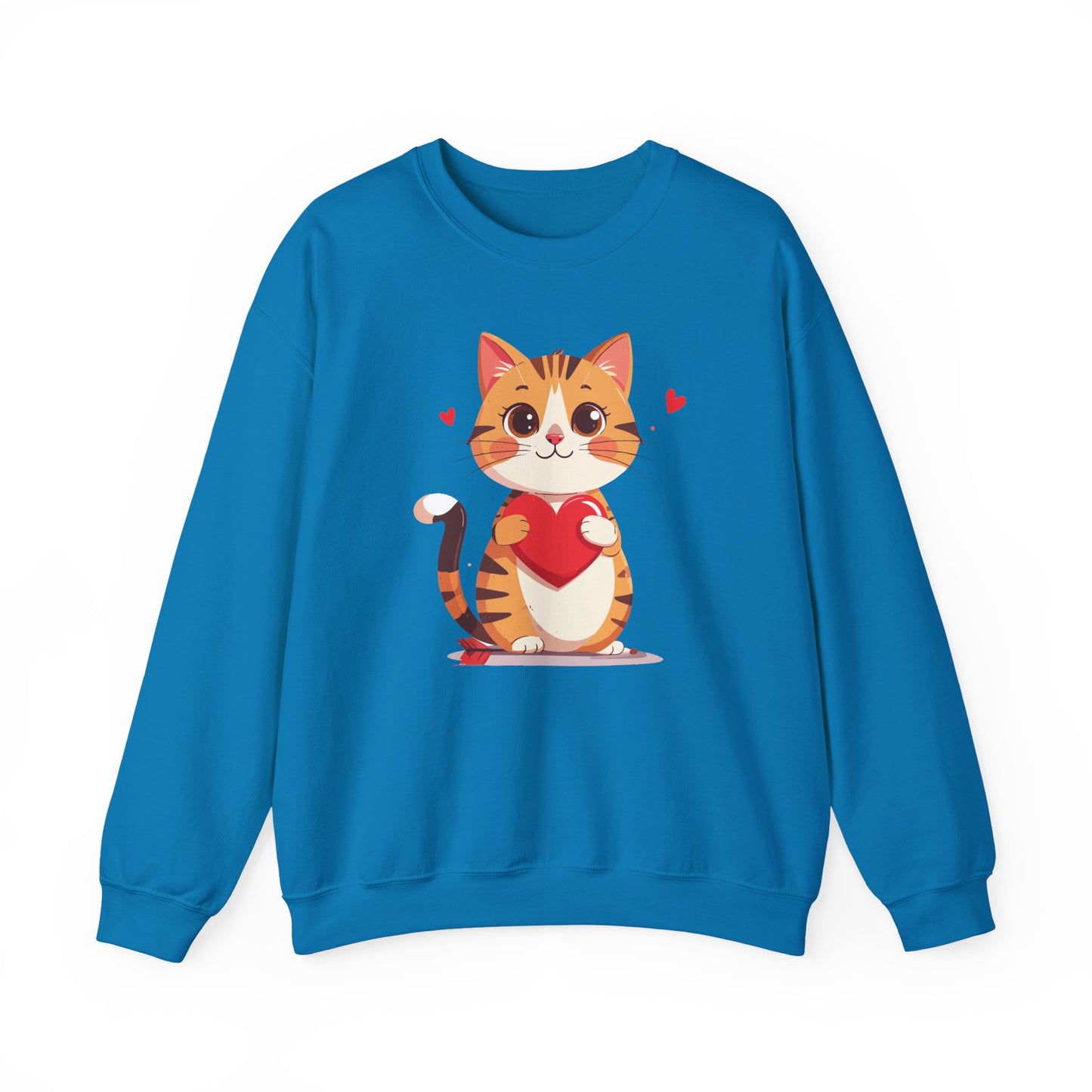 Cat Heart Sweatshirt, Heart Sweatshirt, Cat Sweatshirt, Valentine's Day Sweatshirt, 50/50 Cotton-Poly Animal Sweatshirt 103