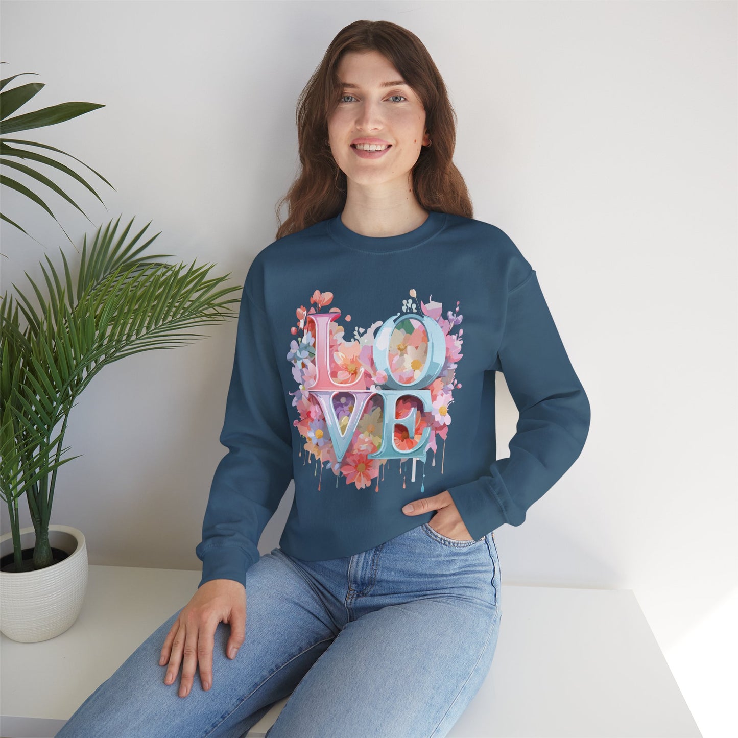 Floral Love Sweatshirt, Valentine's Day Sweatshirt, Love Flower Sweatshirt
