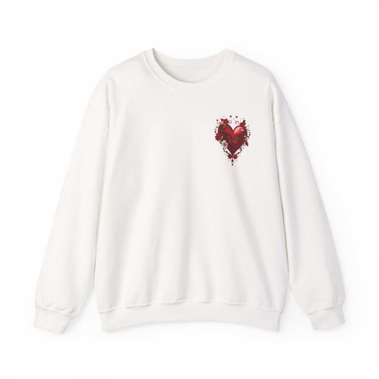 Floral Red Heart Sweatshirt Unisex Valentines Day Love Print Cozy Heavy Blend Crewneck
