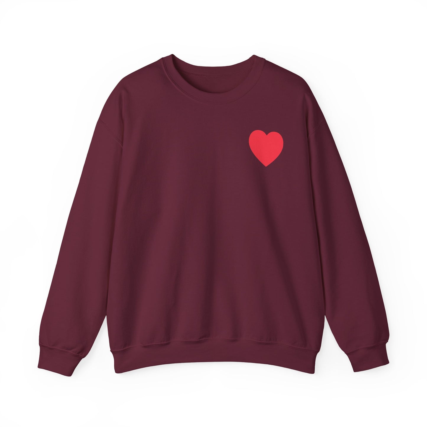 Small Red Heart Sweatshirt Unisex Love Design Gildan 18000 Heavy Blend Crewneck Valentines Day