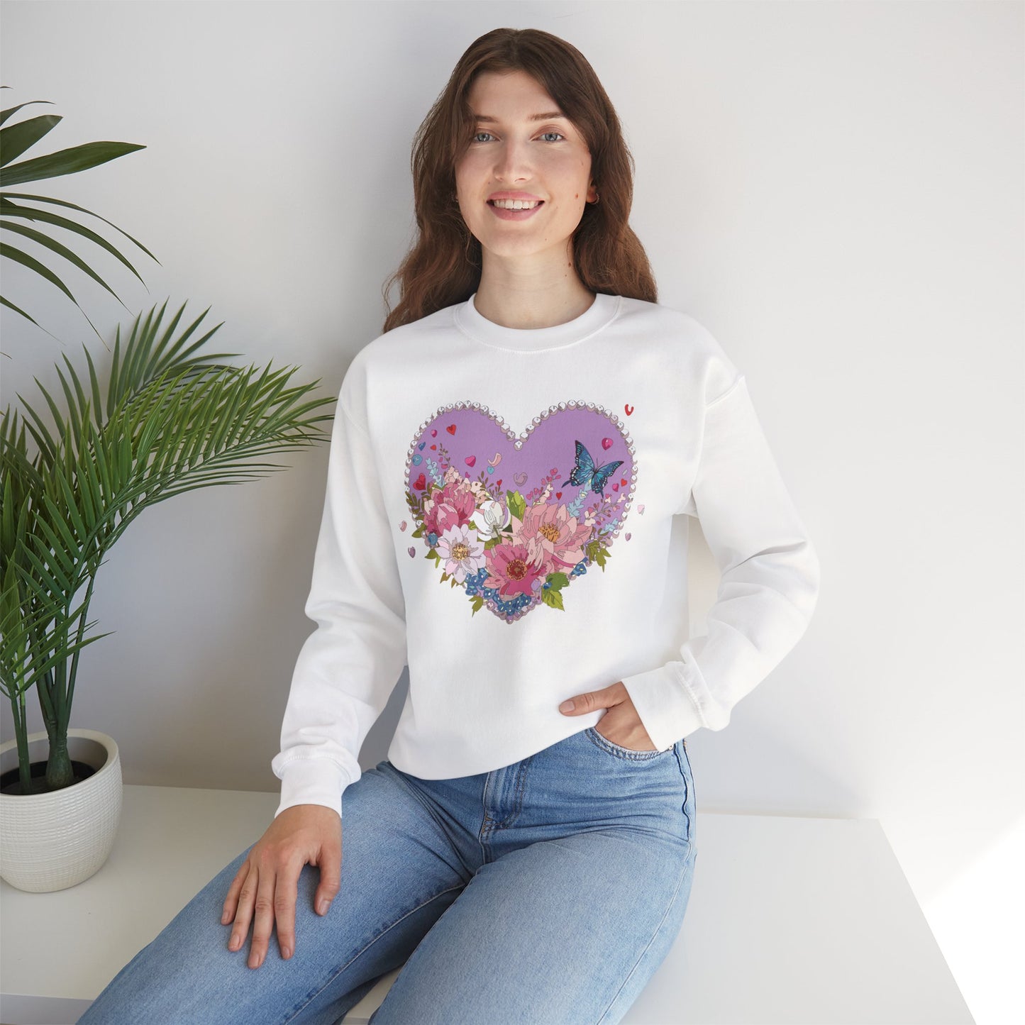 Floral Heart Sweatshirt, Floral Love Sweatshirt, Valentine's Day Sweatshirt, Heart Floral Sweatshirt