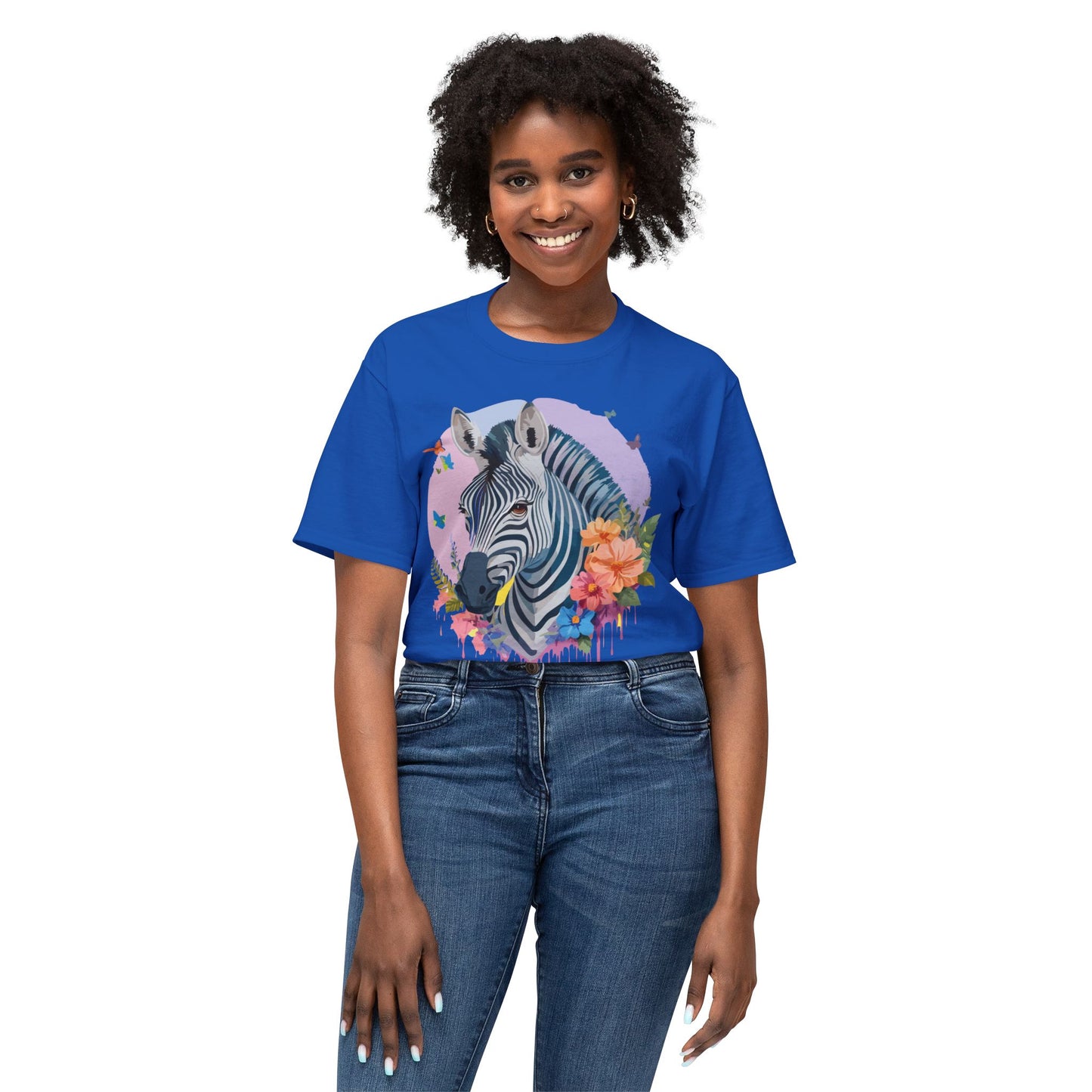 Zebra T-Shirt, Vintage Zebra Tee, Floral Tees, Zebra Art Design Shirt, Tee Shirt with Zebra 3