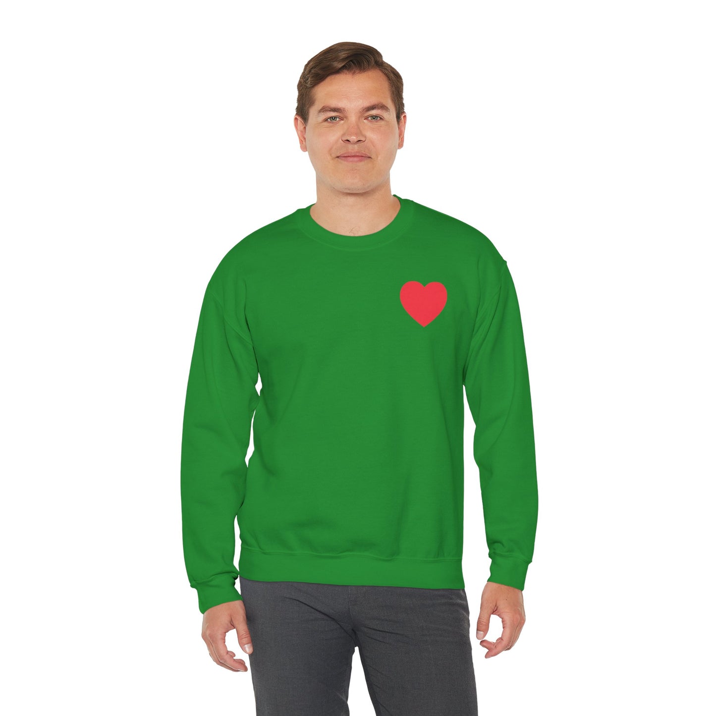 Small Red Heart Sweatshirt Unisex Love Design Gildan 18000 Heavy Blend Crewneck Valentines Day