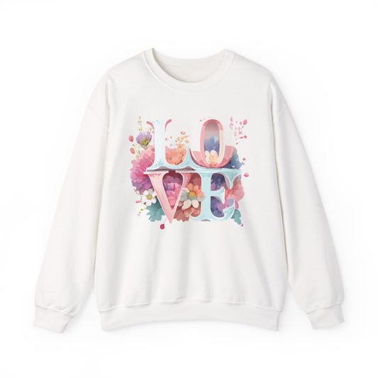Floral Love Sweatshirt, Valentine's Day Sweatshirt, Love Flower Sweatshirt