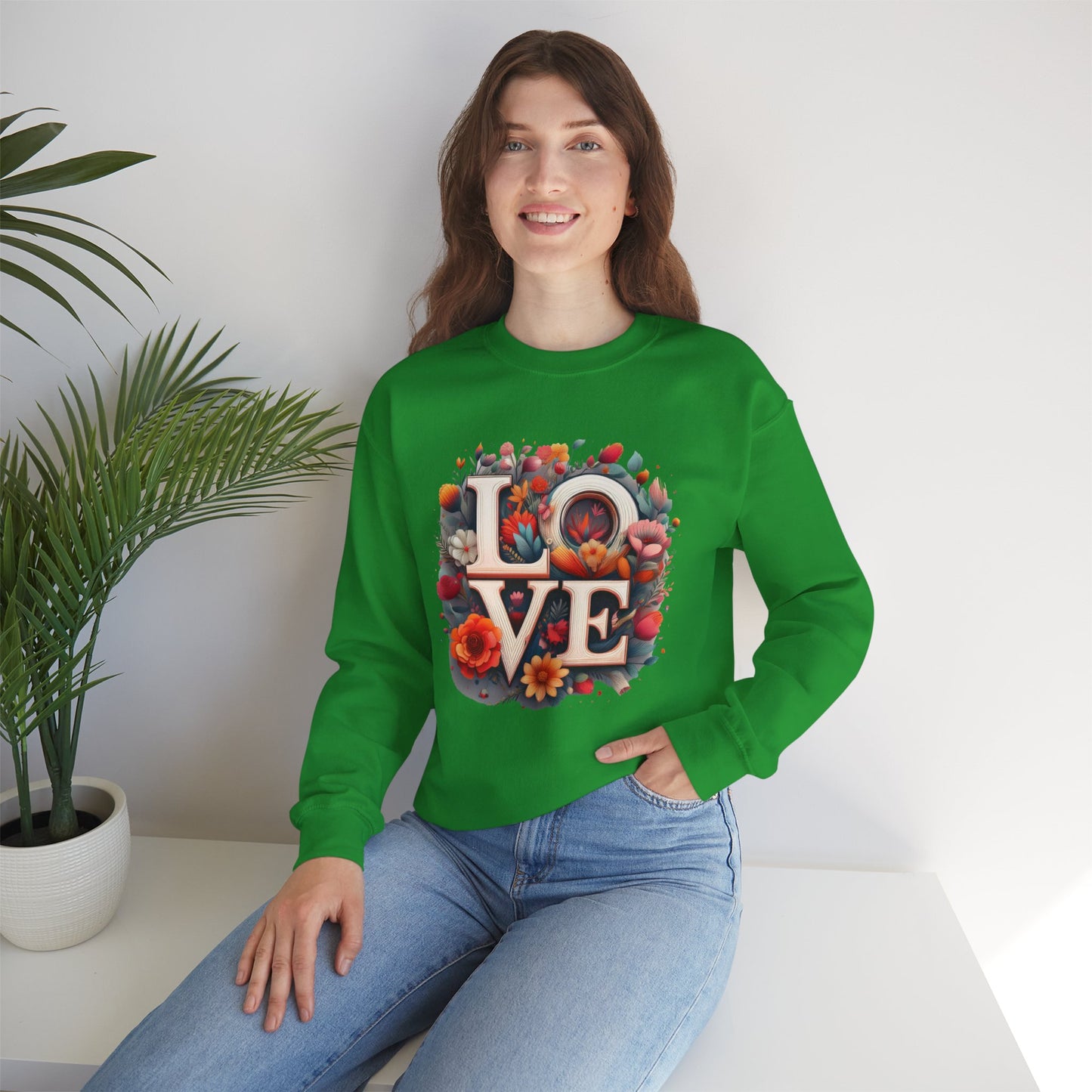 Floral Love Sweatshirt, Valentine's Day Sweatshirt, Love Flower Sweatshirt