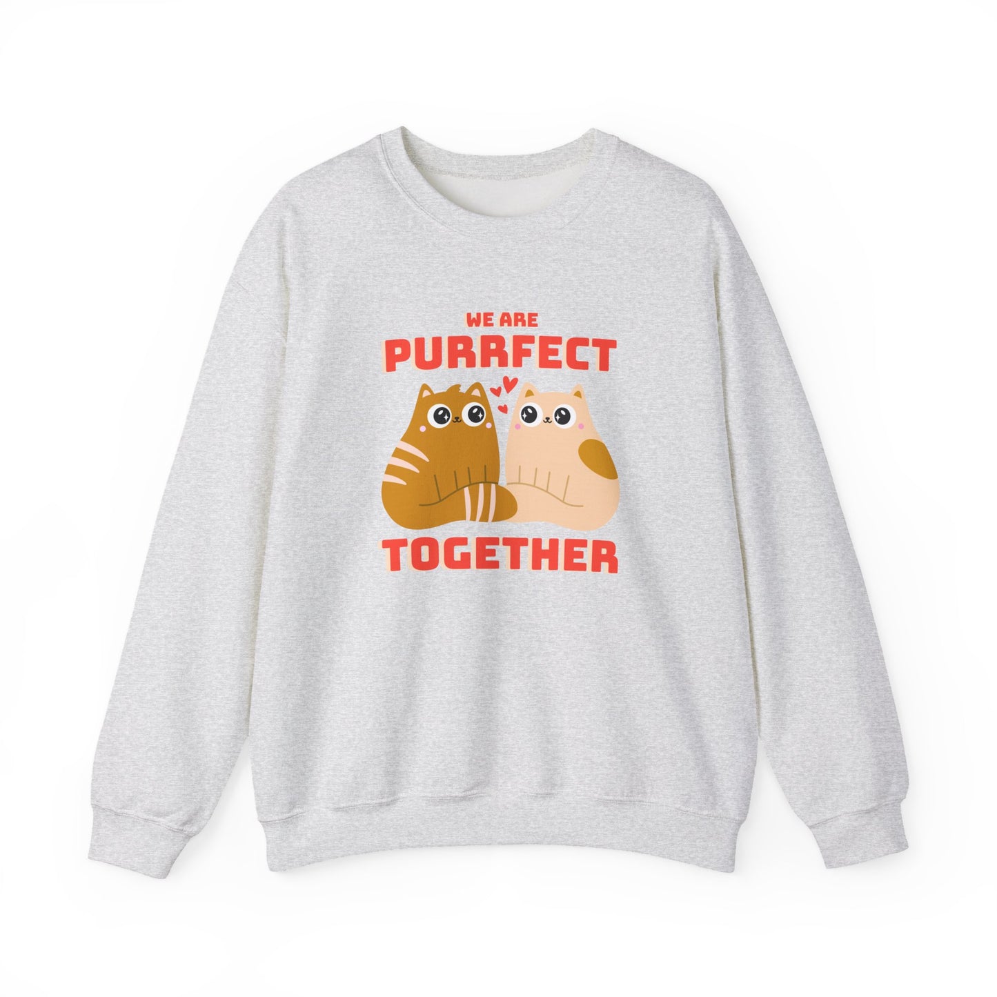 Cat Heart Sweatshirt Unisex 50/50 Cotton-Poly Blend Valentine Gift For Cat Lovers