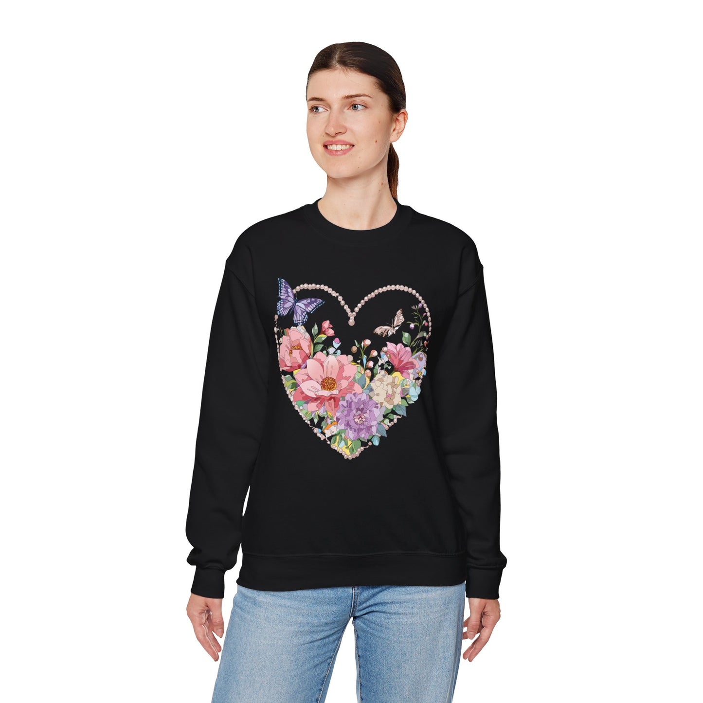 Floral Heart Sweatshirt, Floral Love Sweatshirt, Valentine's Day Sweatshirt, Heart Floral Sweatshirt