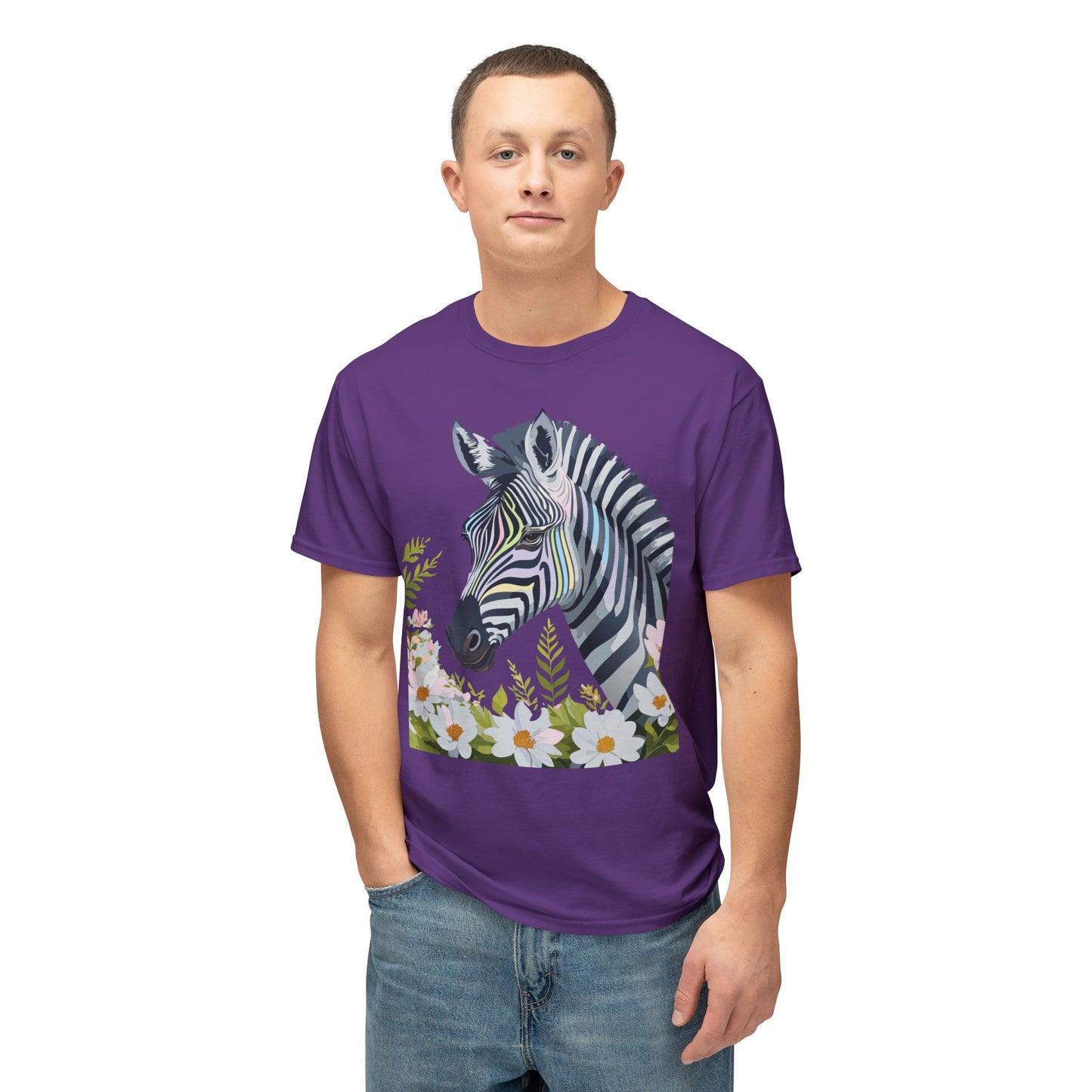 Zebra T-Shirt, Vintage Zebra Tee, Floral Tees, Zebra Art Design Shirt, Tee Shirt with Zebra 7