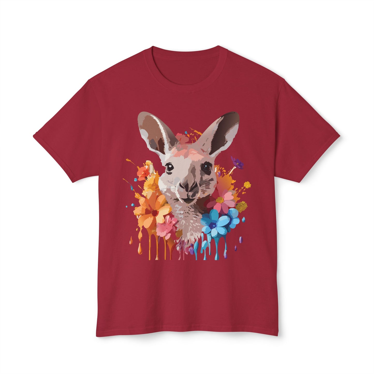 Kangaroo T-Shirt, Vintage Kangaroo Tee, Floral Tees, Kangaroo Art Design Shirt, Tee Shirt with Kangaroo 1