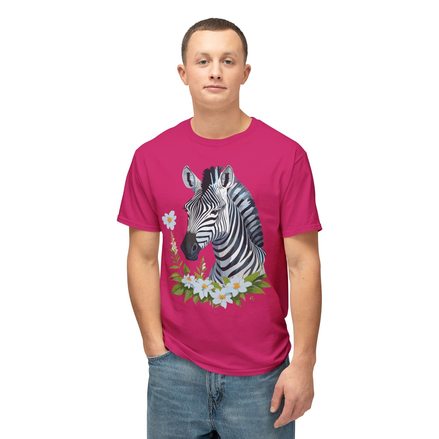 Zebra T-Shirt, Vintage Zebra Tee, Floral Tees, Zebra Art Design Shirt, Tee Shirt with Zebra 1