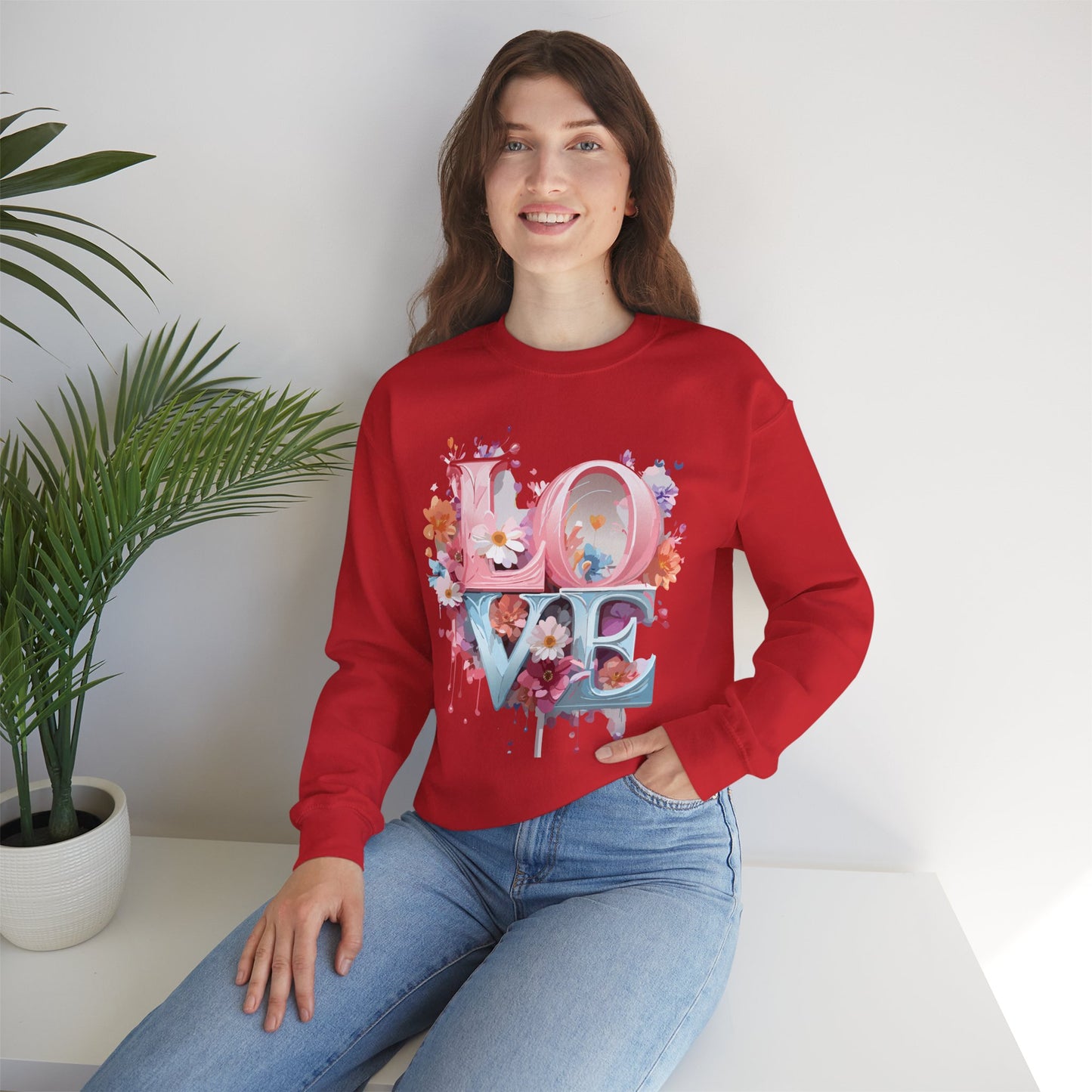 Floral Love Sweatshirt, Valentine's Day Sweatshirt, Love Flower Sweatshirt