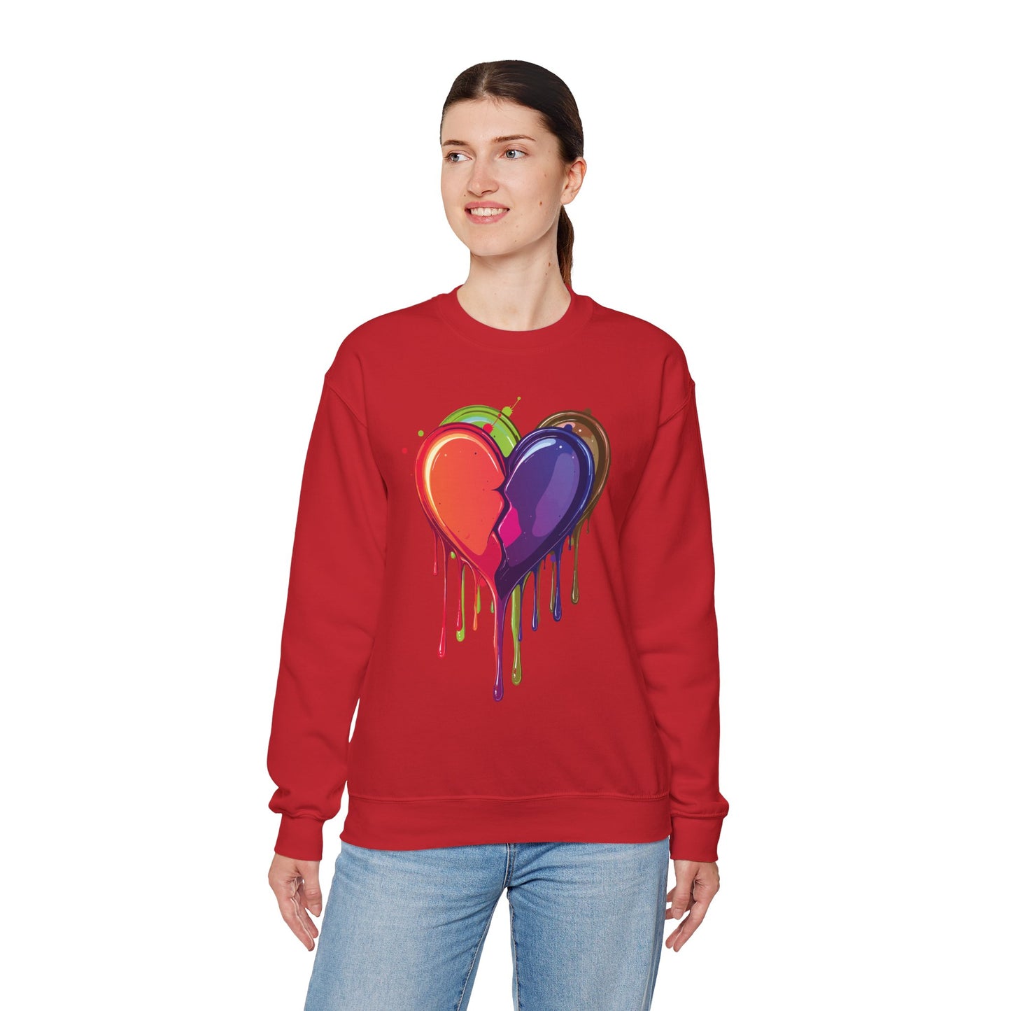 Double Bleeding Heart Sweatshirt, Big Heart Sweatshirt, Love Sweatshirt, Valentine's Day Sweatshirt, Heart Sweatshirt 119