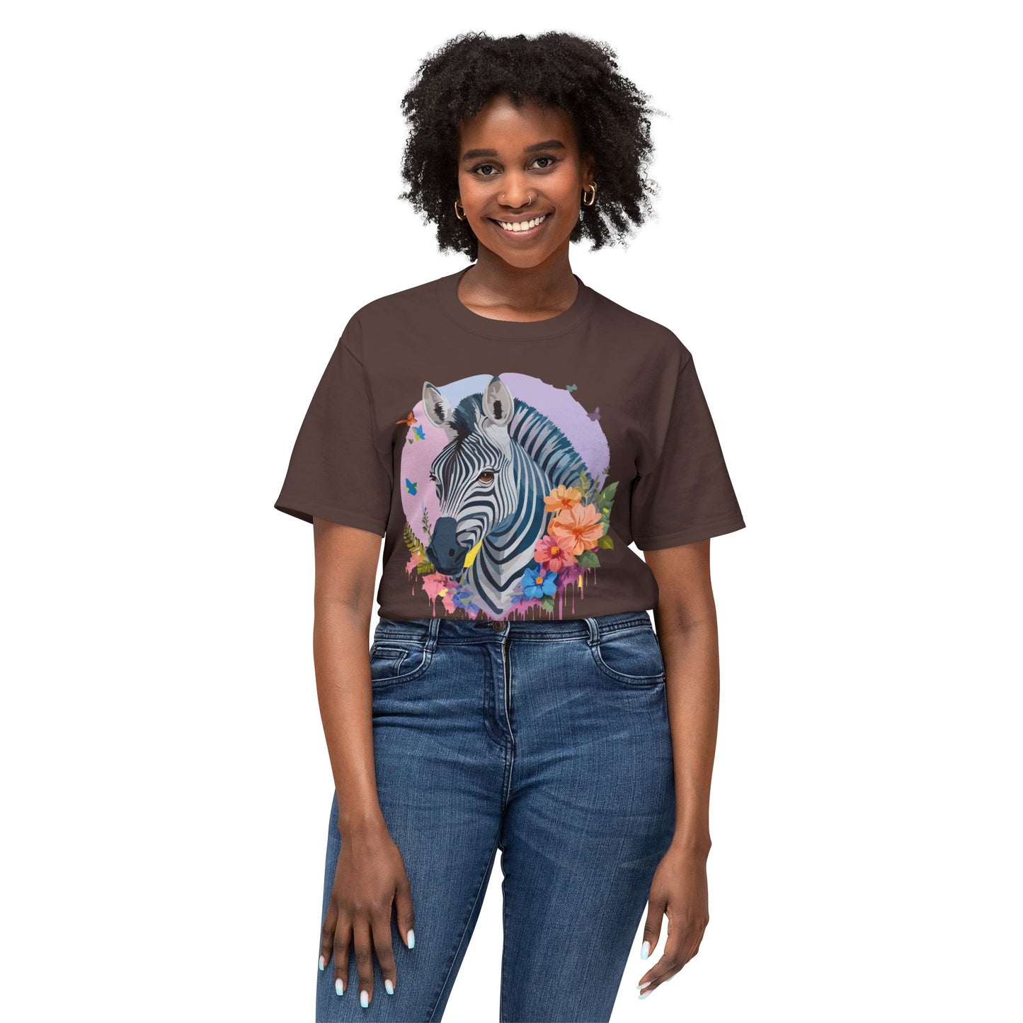 Zebra T-Shirt, Vintage Zebra Tee, Floral Tees, Zebra Art Design Shirt, Tee Shirt with Zebra 3