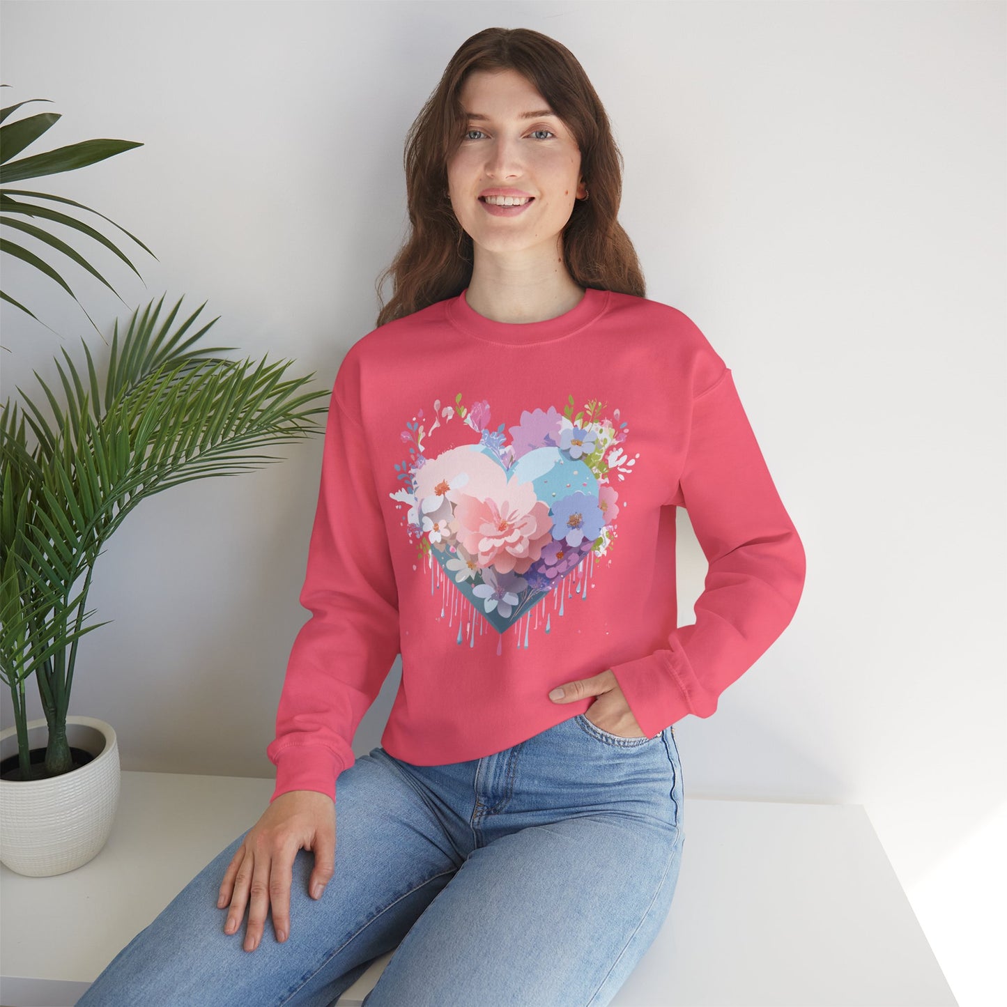Floral Heart Sweatshirt, Floral Love Sweatshirt, Valentine's Day Sweatshirt, Heart Floral Sweatshirt