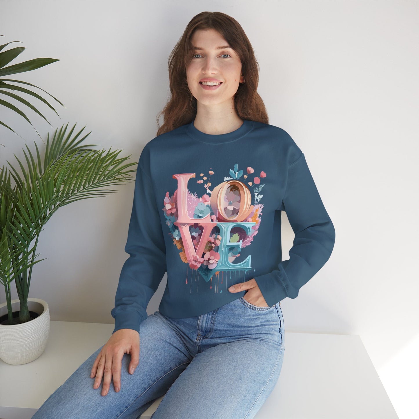 Floral Love Sweatshirt, Valentine's Day Sweatshirt, Love Flower Sweatshirt