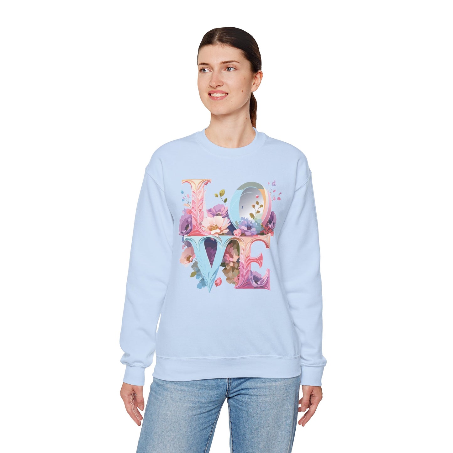 Floral Love Sweatshirt, Valentine's Day Sweatshirt, Love Flower Sweatshirt