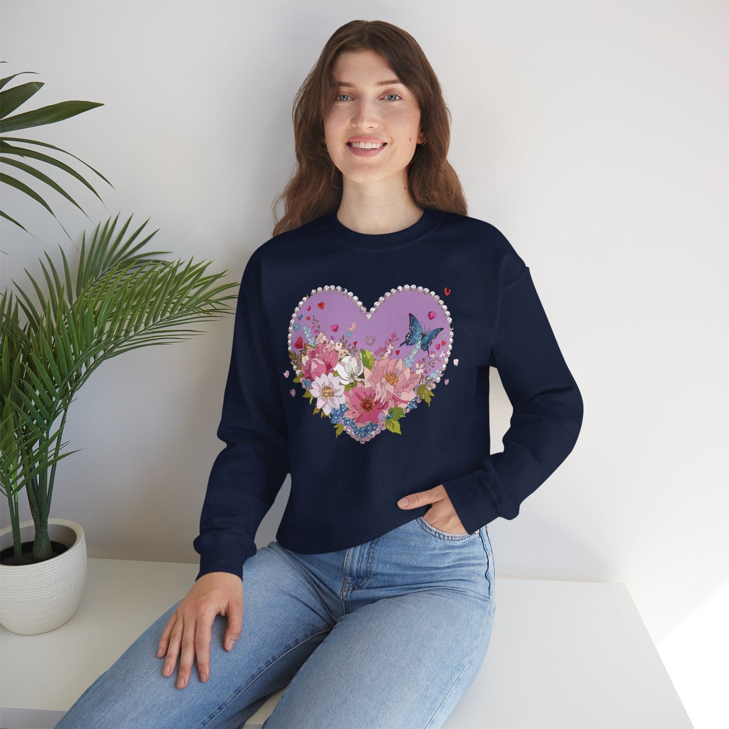 Floral Heart Sweatshirt, Floral Love Sweatshirt, Valentine's Day Sweatshirt, Heart Floral Sweatshirt