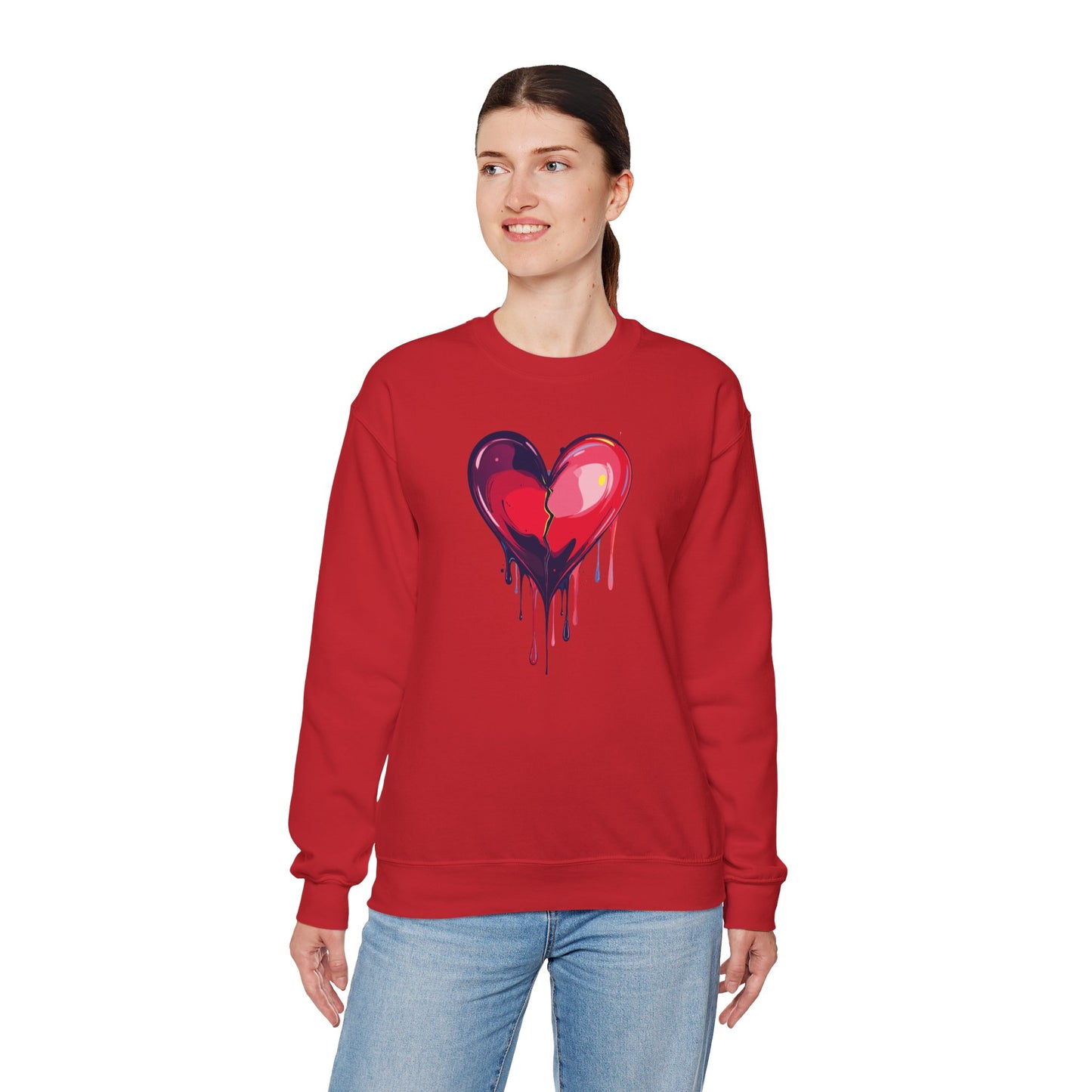 Big Red Heart Sweatshirt, Floral Red Heart Sweatshirt, Floral Love Sweatshirt, Valentine's Day Sweatshirt, Heart Floral Sweatshirt 118