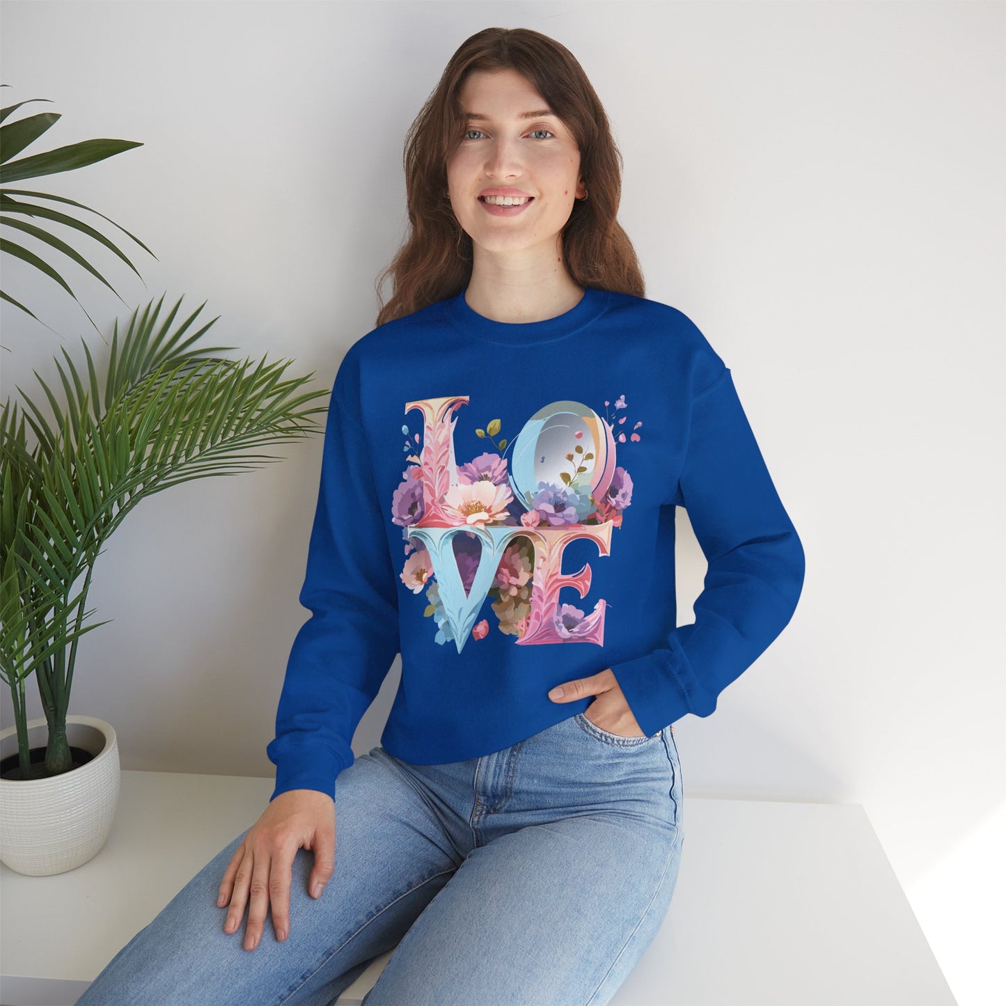 Floral Love Sweatshirt, Valentine's Day Sweatshirt, Love Flower Sweatshirt