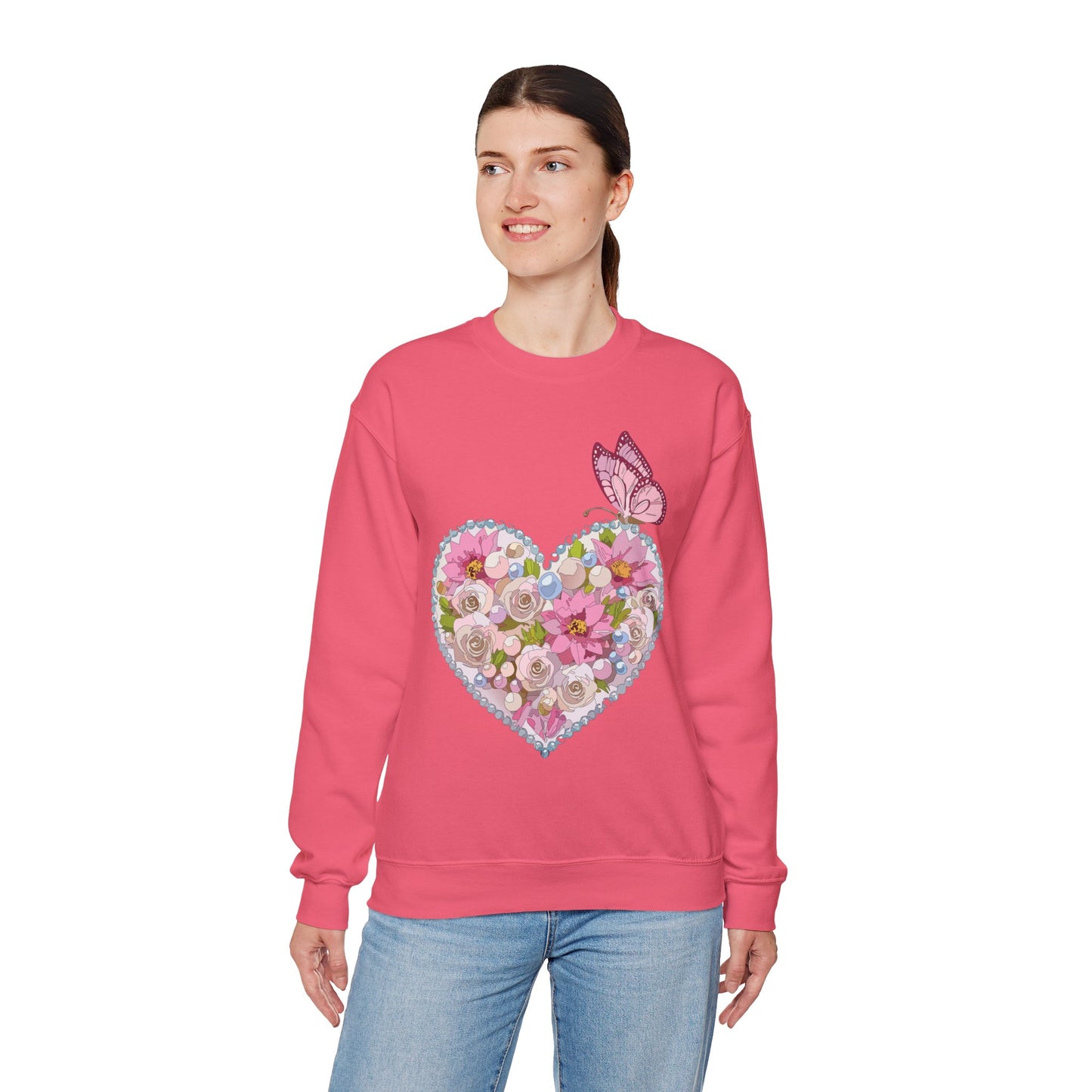 Floral Heart Sweatshirt, Floral Love Sweatshirt, Valentine's Day Sweatshirt, Heart Floral Sweatshirt
