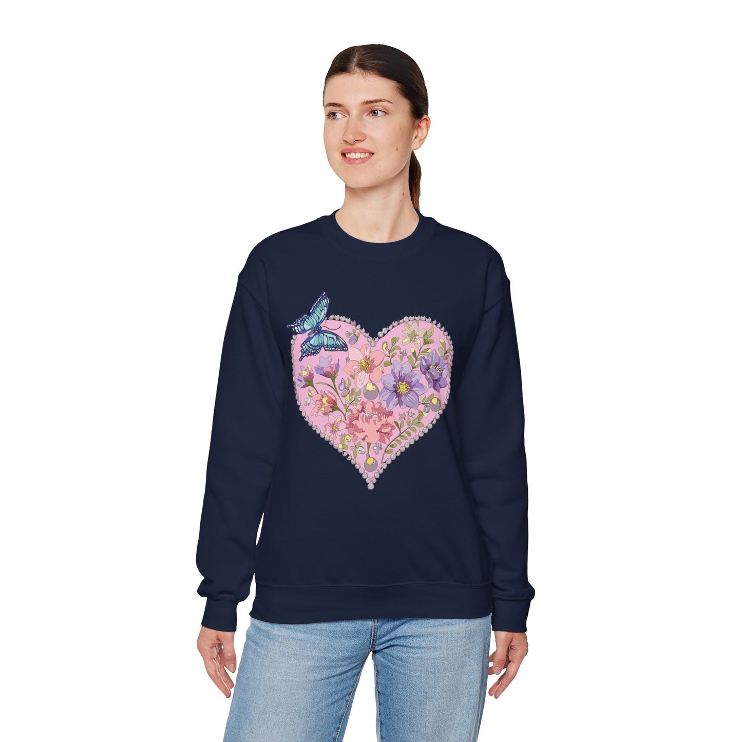 Floral Heart Sweatshirt, Floral Love Sweatshirt, Valentine's Day Sweatshirt, Heart Floral Sweatshirt