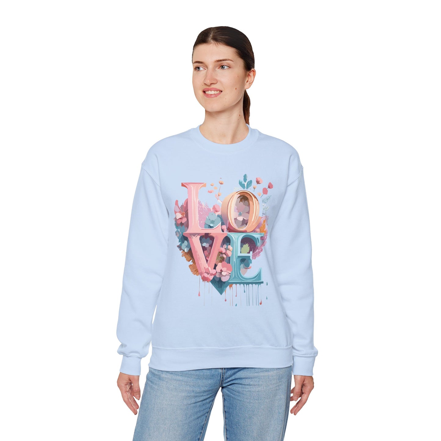 Floral Love Sweatshirt, Valentine's Day Sweatshirt, Love Flower Sweatshirt