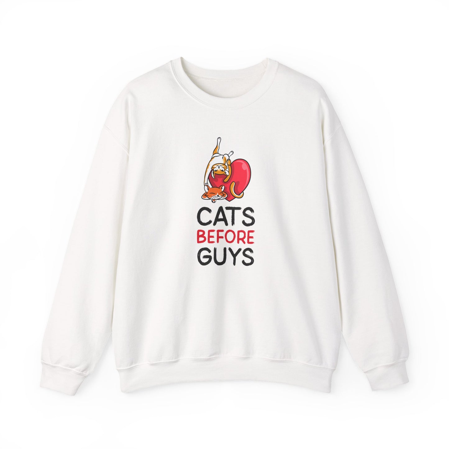 Cat Heart Sweatshirt Unisex Valentines Day 50 50 Cotton Poly Heavy Blend Crewneck Sweatshirt