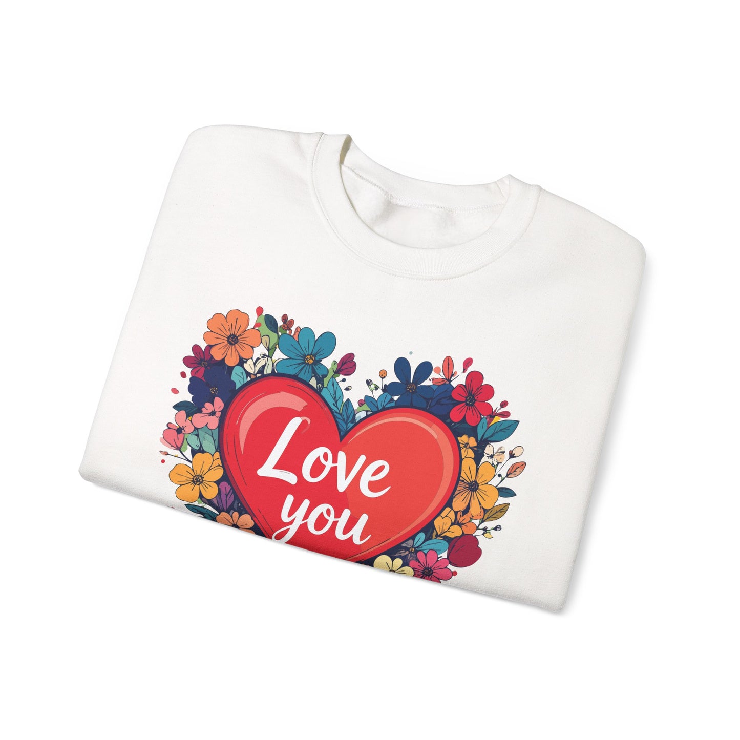 Unisex Floral Heart Sweatshirt Valentines Day Gift Cozy Crewneck Fifty Fifty Blend