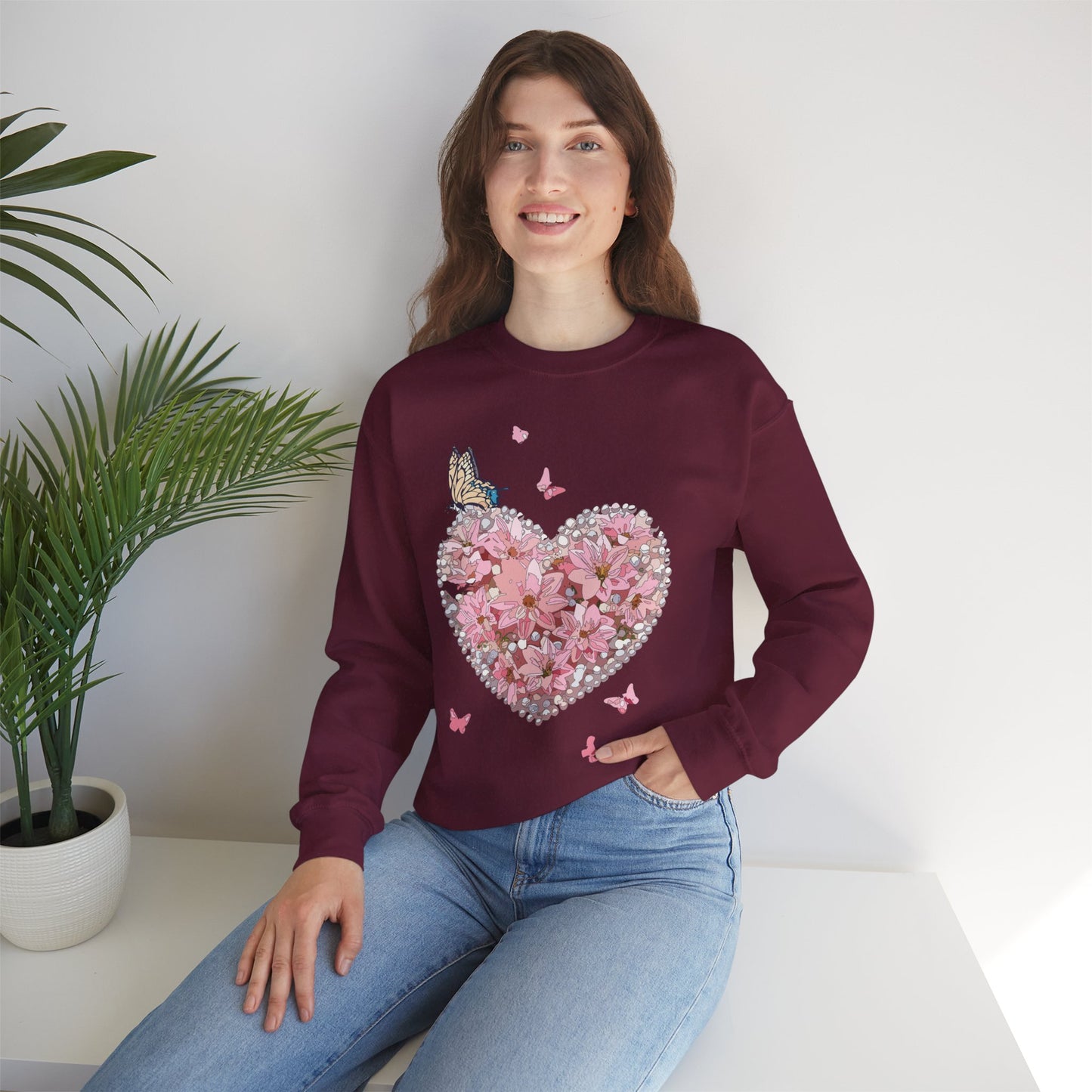 Floral Heart Sweatshirt, Floral Love Sweatshirt, Valentine's Day Sweatshirt, Heart Floral Sweatshirt