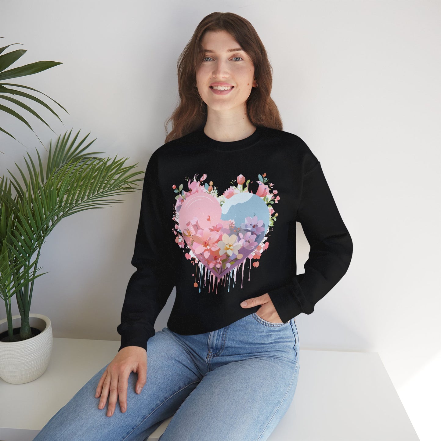 Floral Heart Sweatshirt, Floral Love Sweatshirt, Valentine's Day Sweatshirt, Heart Floral Sweatshirt