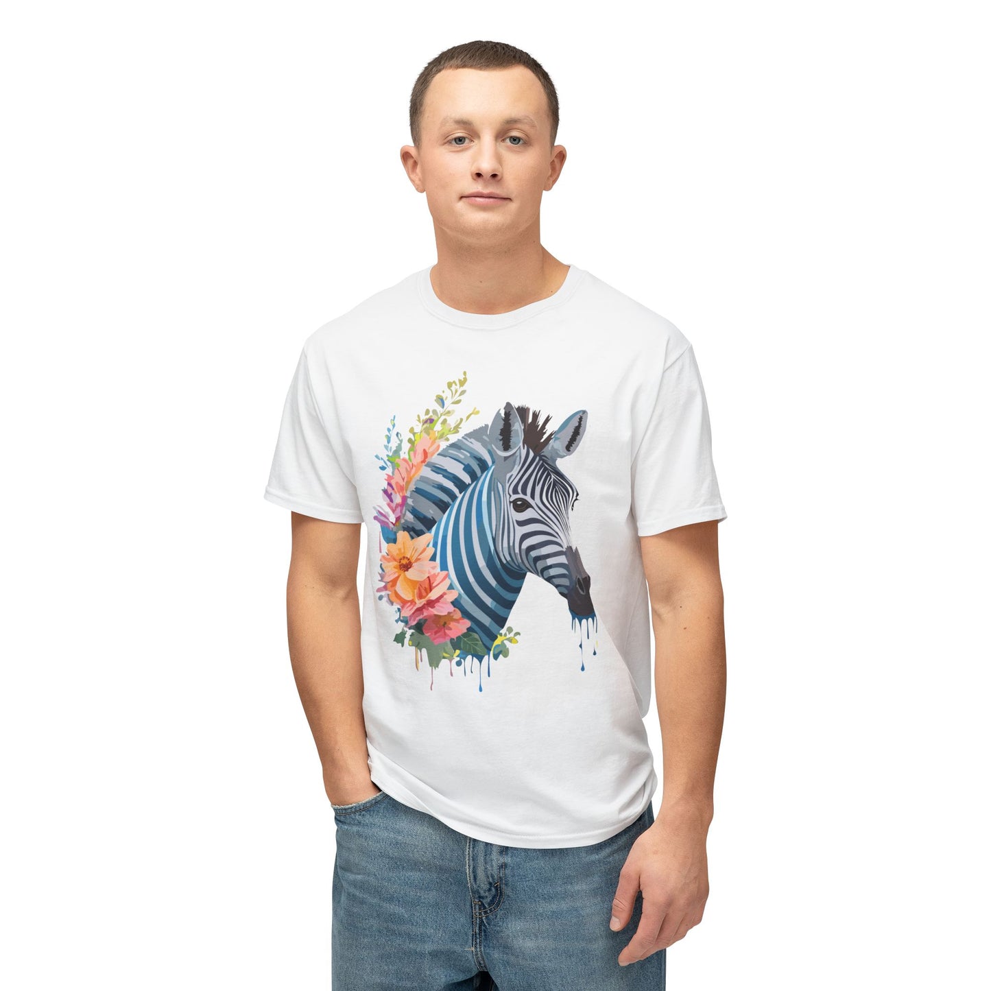 Zebra T-Shirt, Vintage Zebra Tee, Floral Tees, Zebra Art Design Shirt, Tee Shirt with Zebra 4
