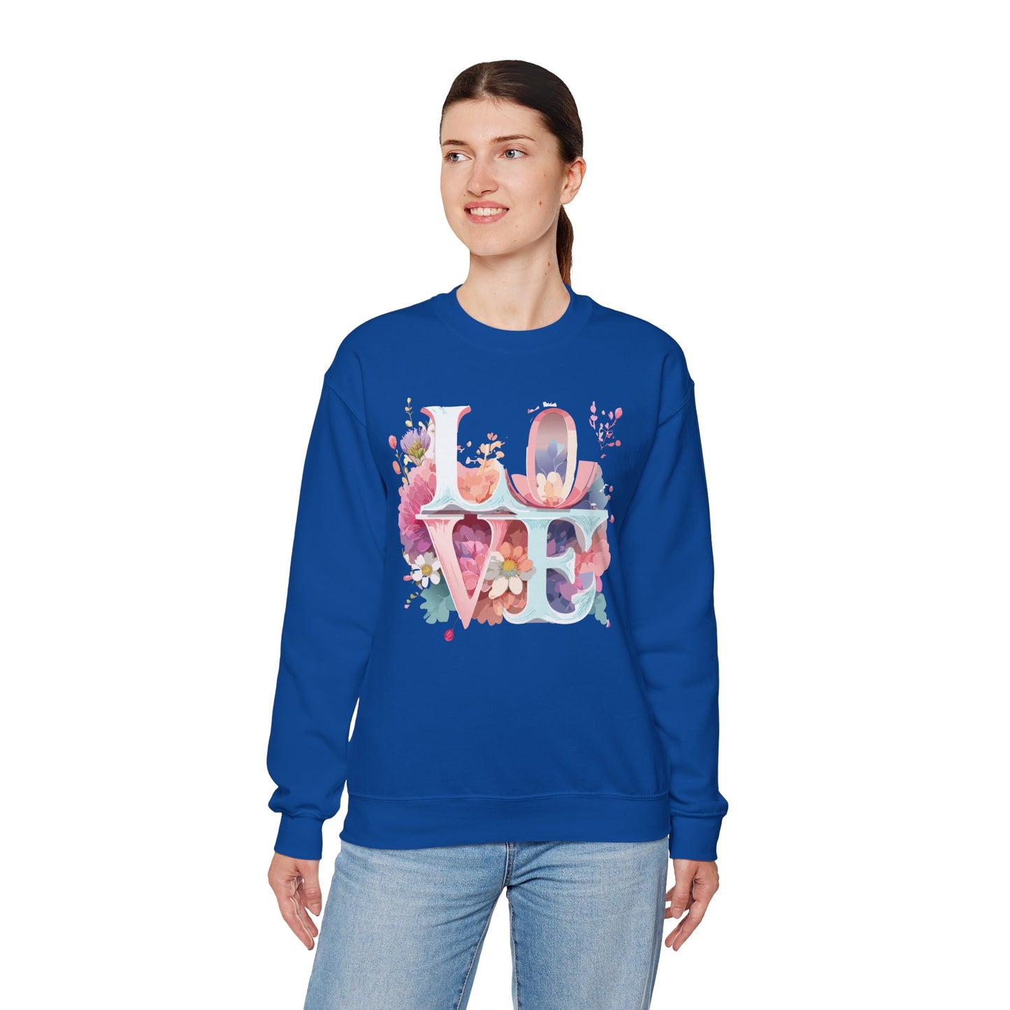 Floral Love Sweatshirt, Valentine's Day Sweatshirt, Love Flower Sweatshirt