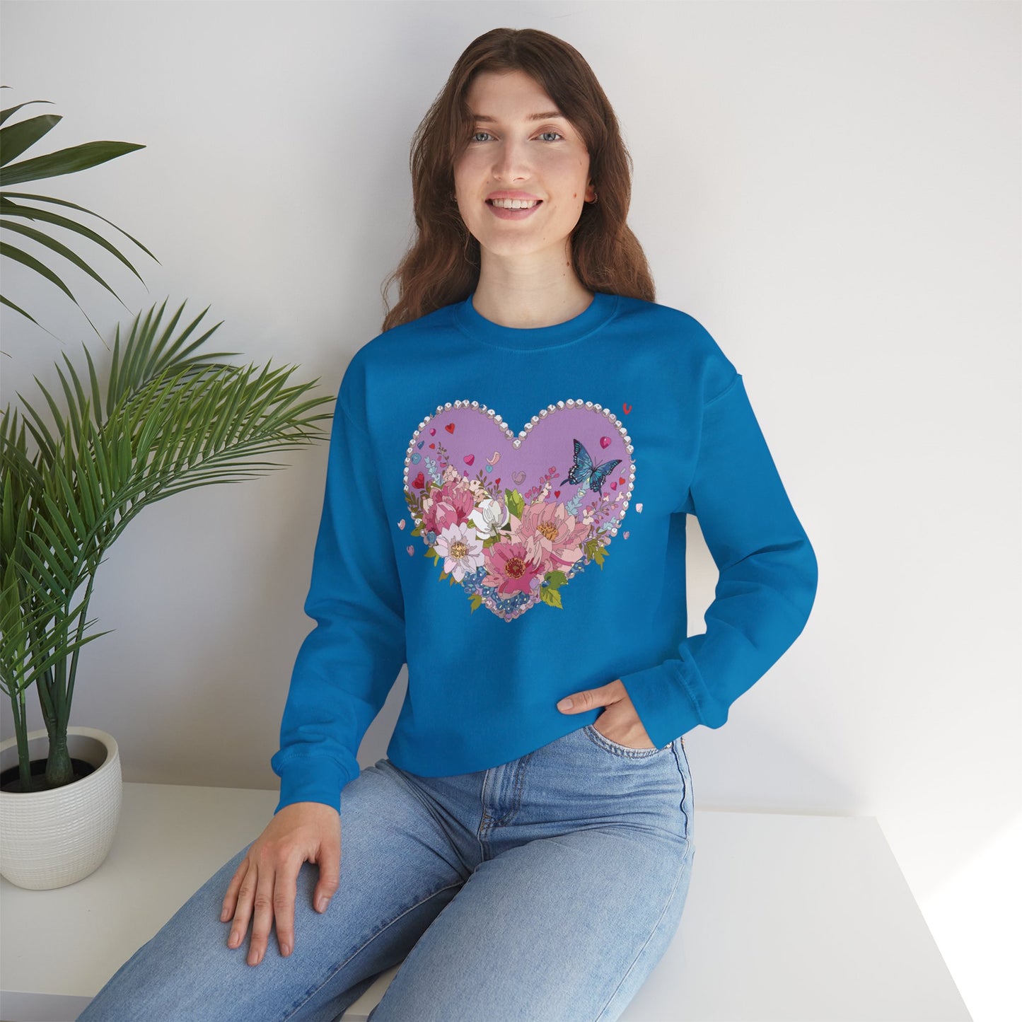 Floral Heart Sweatshirt, Floral Love Sweatshirt, Valentine's Day Sweatshirt, Heart Floral Sweatshirt