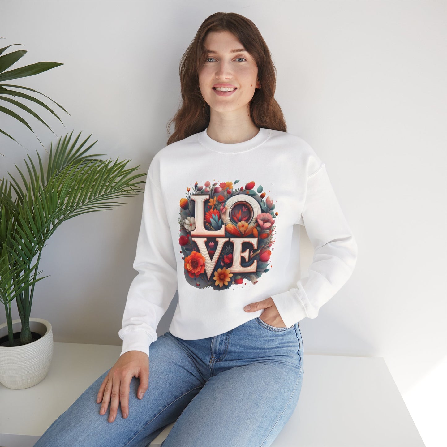 Floral Love Sweatshirt, Valentine's Day Sweatshirt, Love Flower Sweatshirt