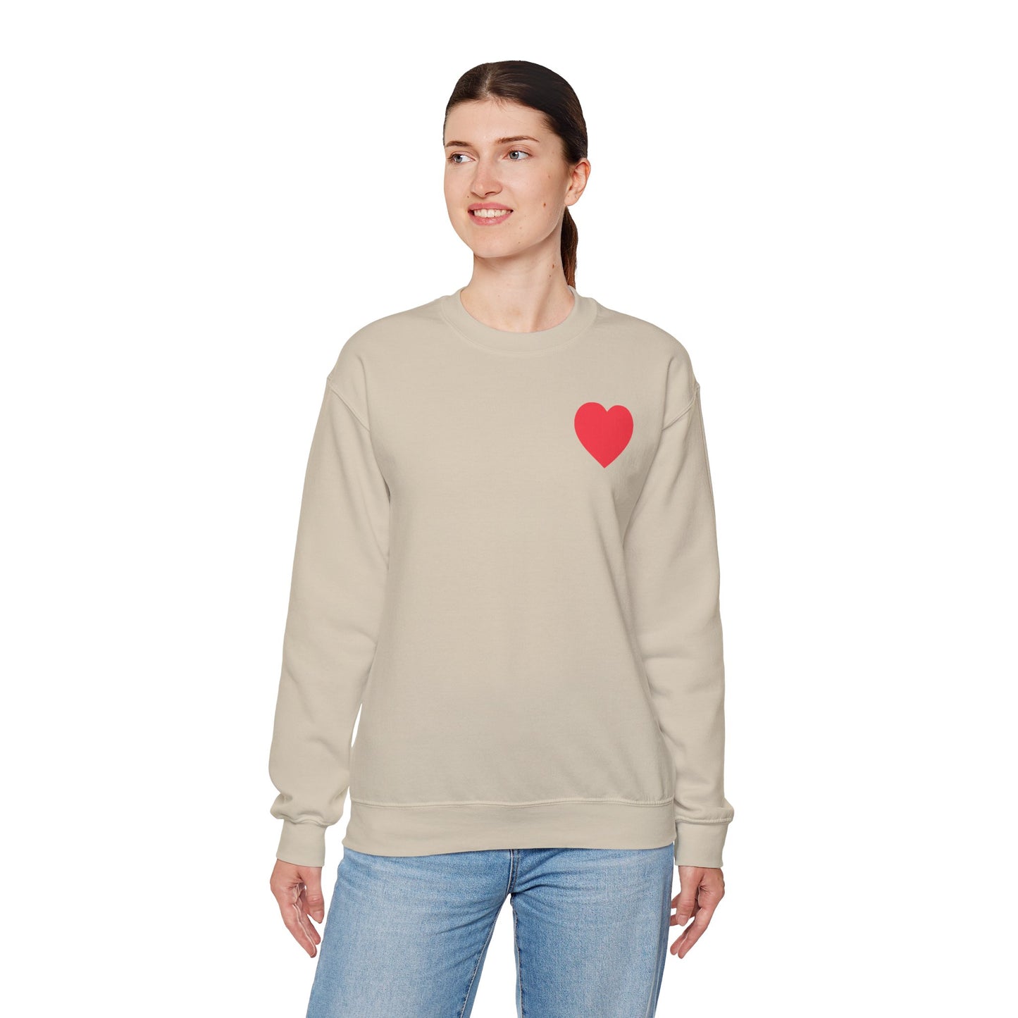 Small Red Heart Sweatshirt Unisex Love Design Gildan 18000 Heavy Blend Crewneck Valentines Day