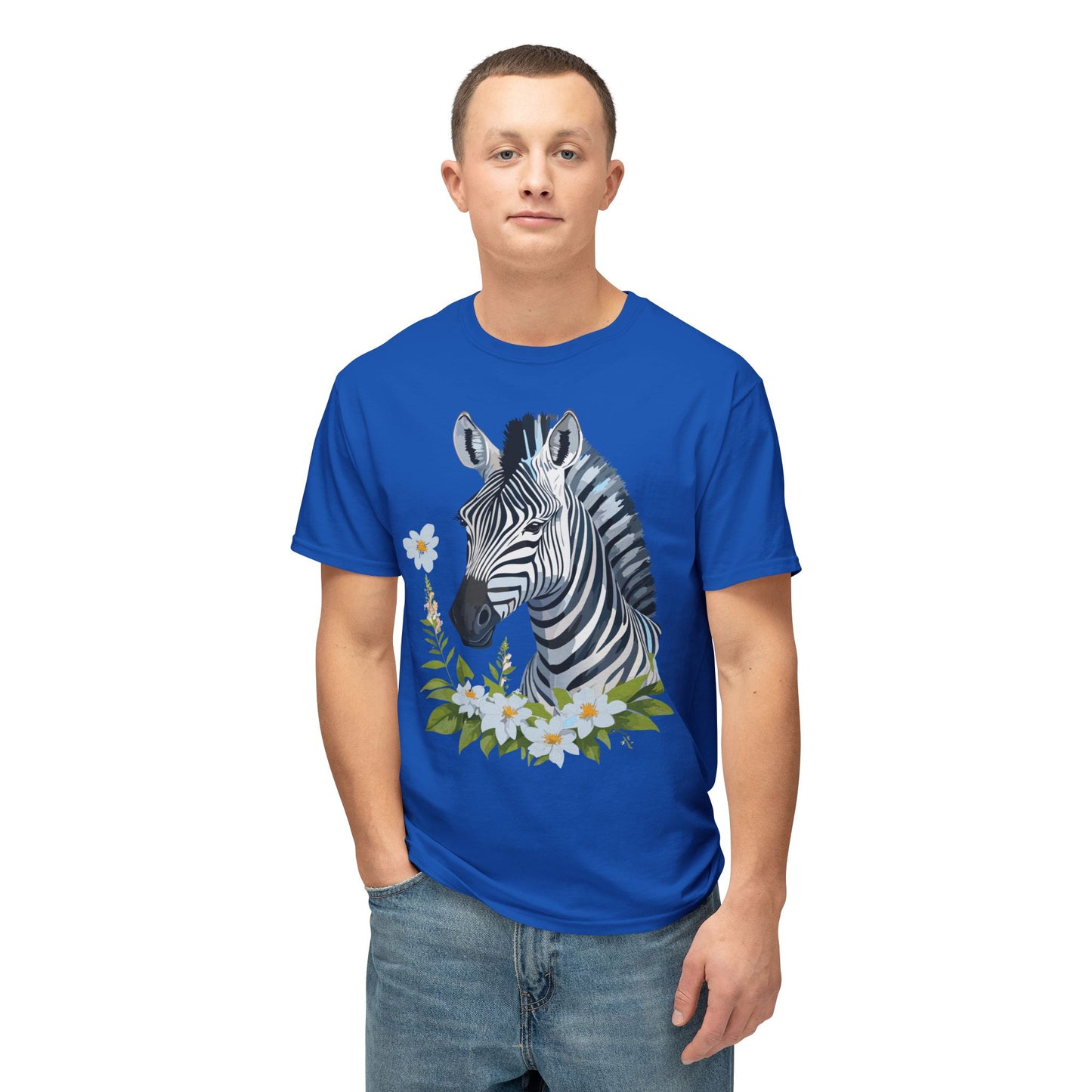 Zebra T-Shirt, Vintage Zebra Tee, Floral Tees, Zebra Art Design Shirt, Tee Shirt with Zebra 1