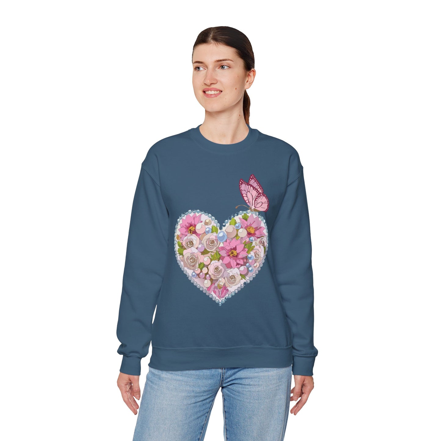 Floral Heart Sweatshirt, Floral Love Sweatshirt, Valentine's Day Sweatshirt, Heart Floral Sweatshirt
