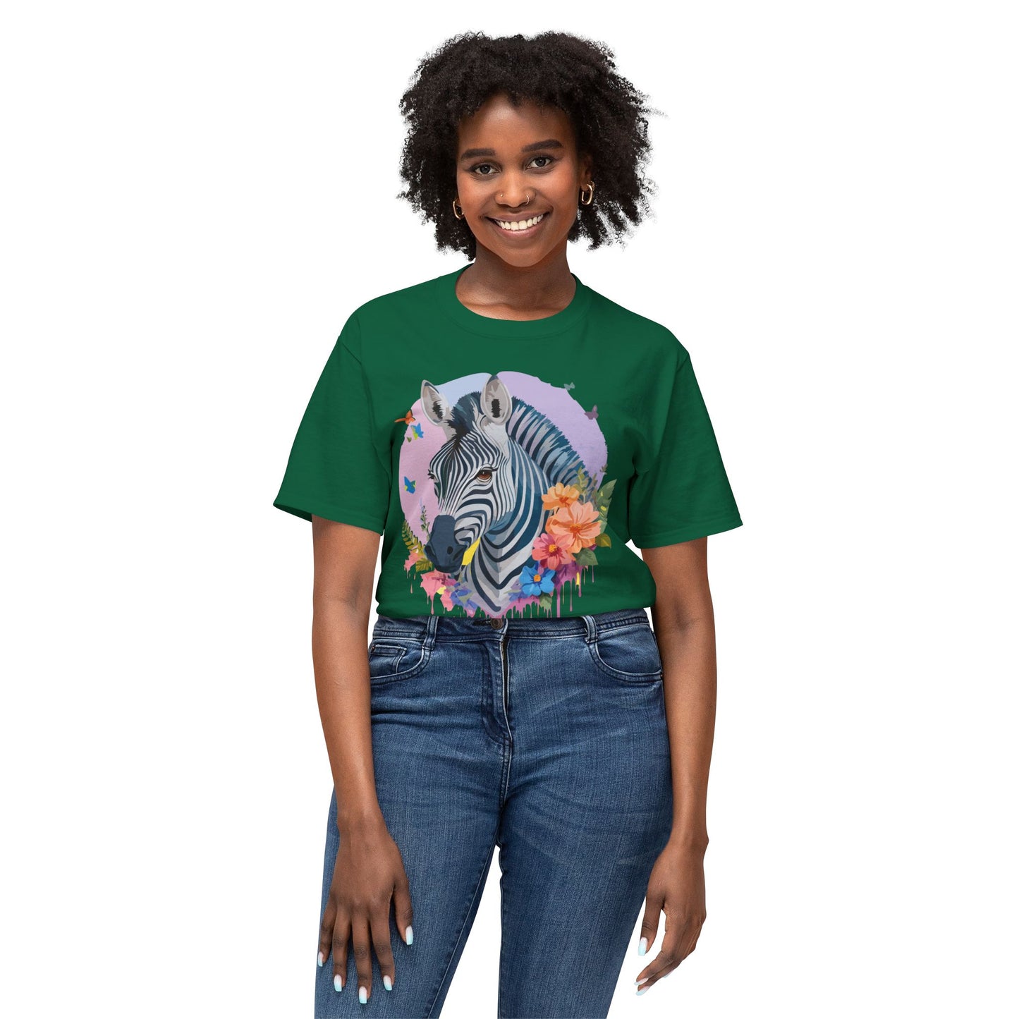 Zebra T-Shirt, Vintage Zebra Tee, Floral Tees, Zebra Art Design Shirt, Tee Shirt with Zebra 3