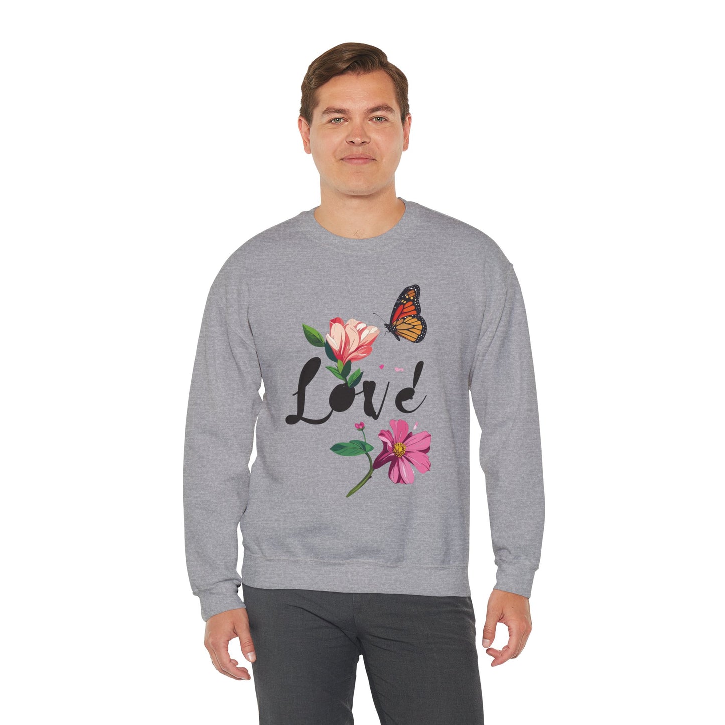 Floral Love Sweatshirt, Floral Butterfly Sweatshirt, Love Sweatshirt, Valentine's Day Sweatshirt, Floral Sweatshirt 120