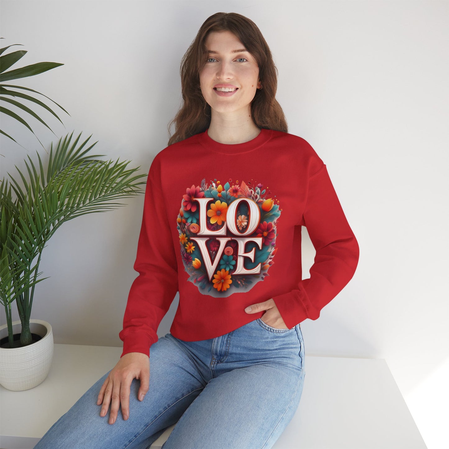 Floral Love Sweatshirt, Valentine's Day Sweatshirt, Love Flower Sweatshirt