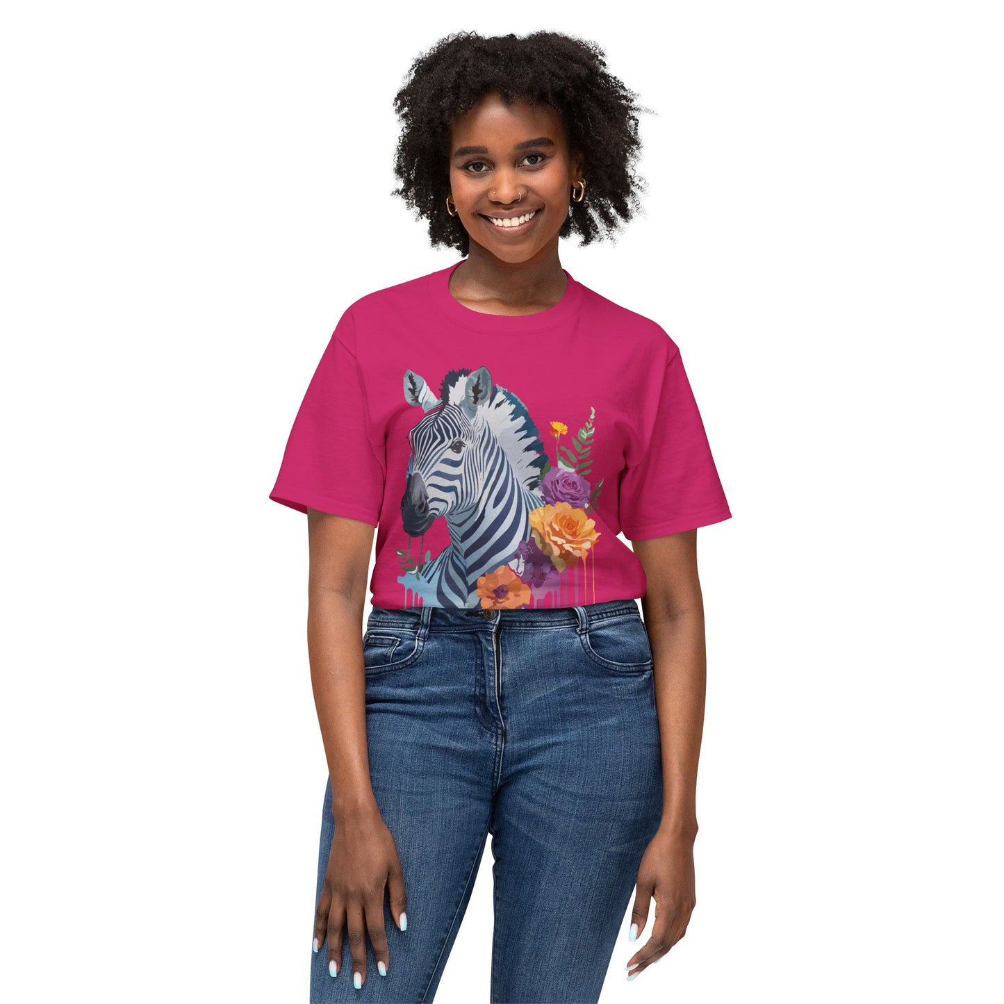 Zebra T-Shirt, Vintage Zebra Tee, Floral Tees, Zebra Art Design Shirt, Tee Shirt with Zebra 2