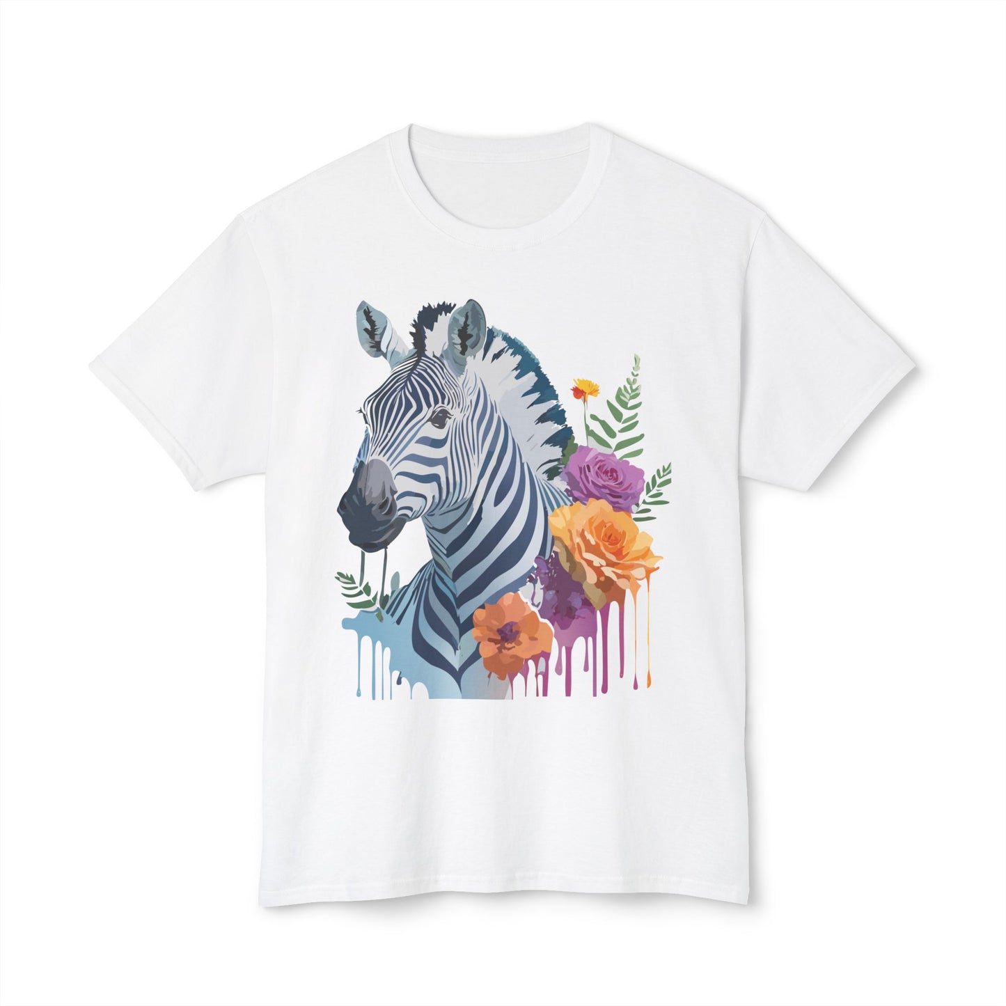 Zebra T-Shirt, Vintage Zebra Tee, Floral Tees, Zebra Art Design Shirt, Tee Shirt with Zebra 2